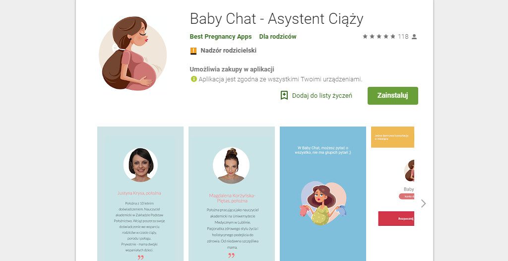 Aplikacja ciążowa Baby Chat