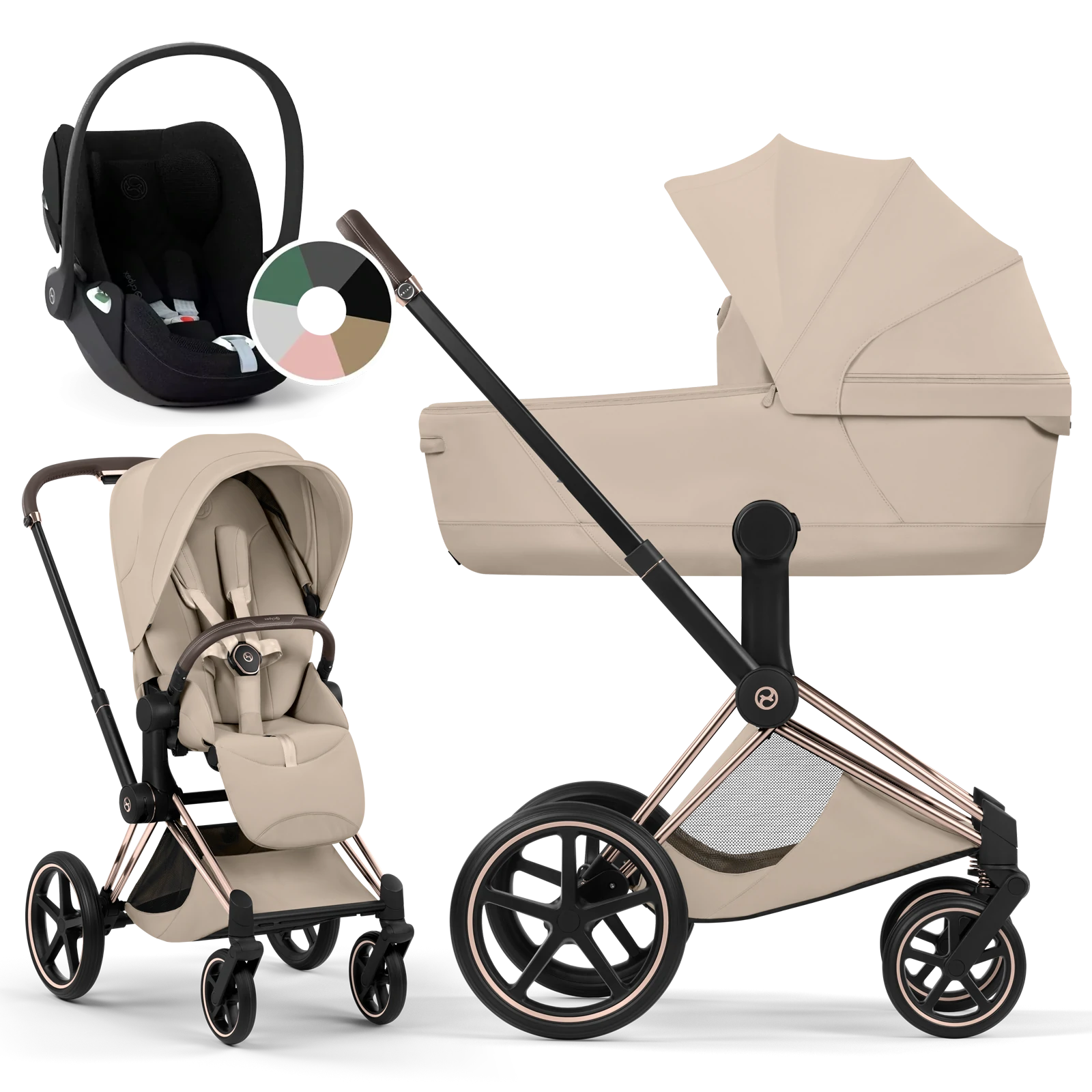 Cybex Priam 5.0 - wózek 3w1 | Cozy Beige - Rosegold (Style)