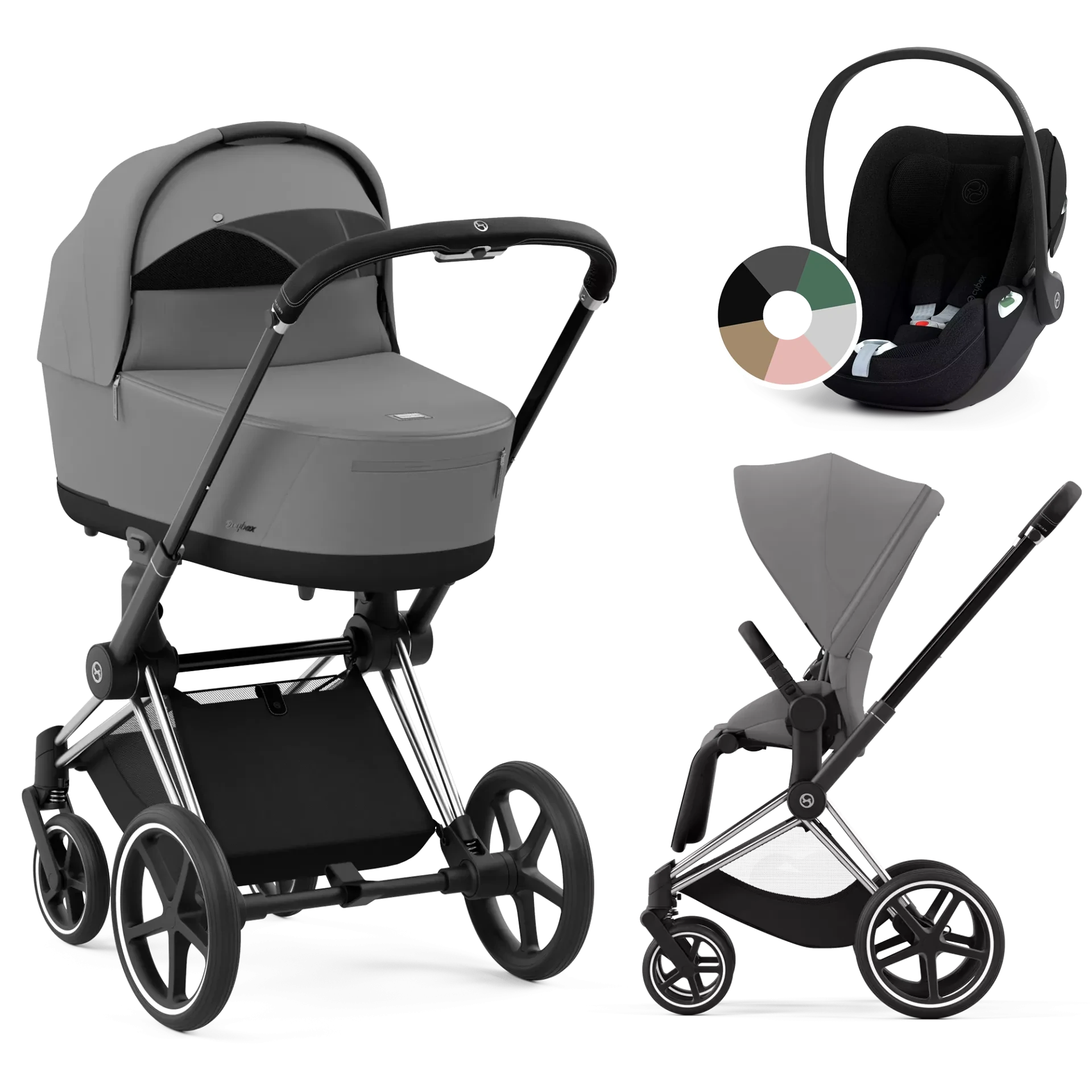 Cybex Priam 4.0 + Cybex Cloud T i-Size - 3w1 | Mirage Grey (Chrome Black Frame)