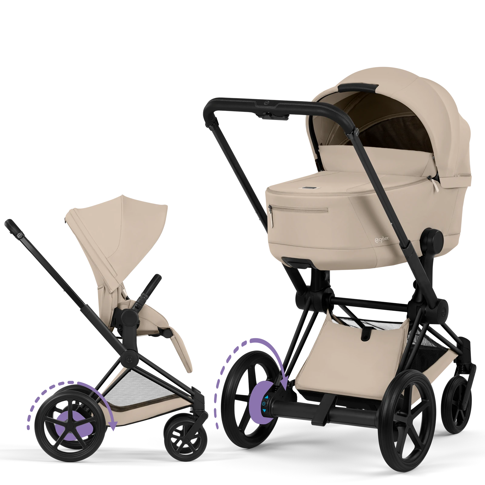 Cybex e-Priam 5.0 - wózek 2w1 | Cozy Beige - Matt Black (Comfort)