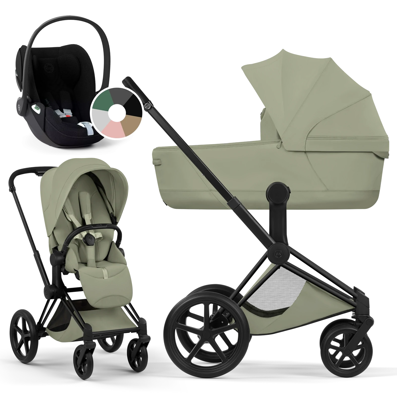 Cybex Priam 5.0 - wózek 3w1 | Sage Green - Matt Black (Style)