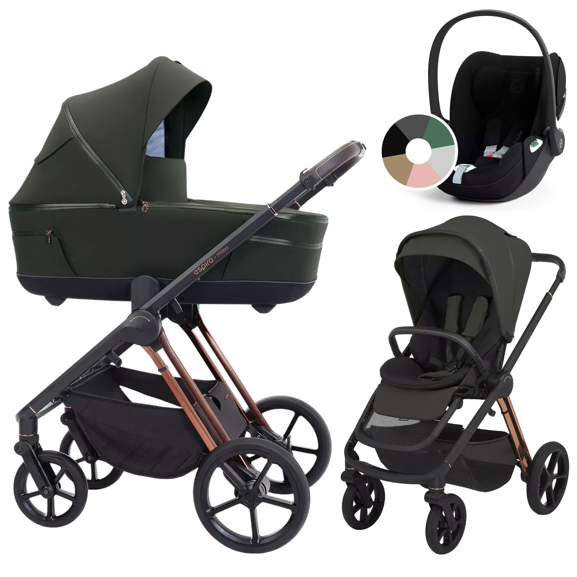 Espiro Miloo + Cybex Cloud T i-Size +GRATIS - wózek 3w1 | 204 Luxury Green