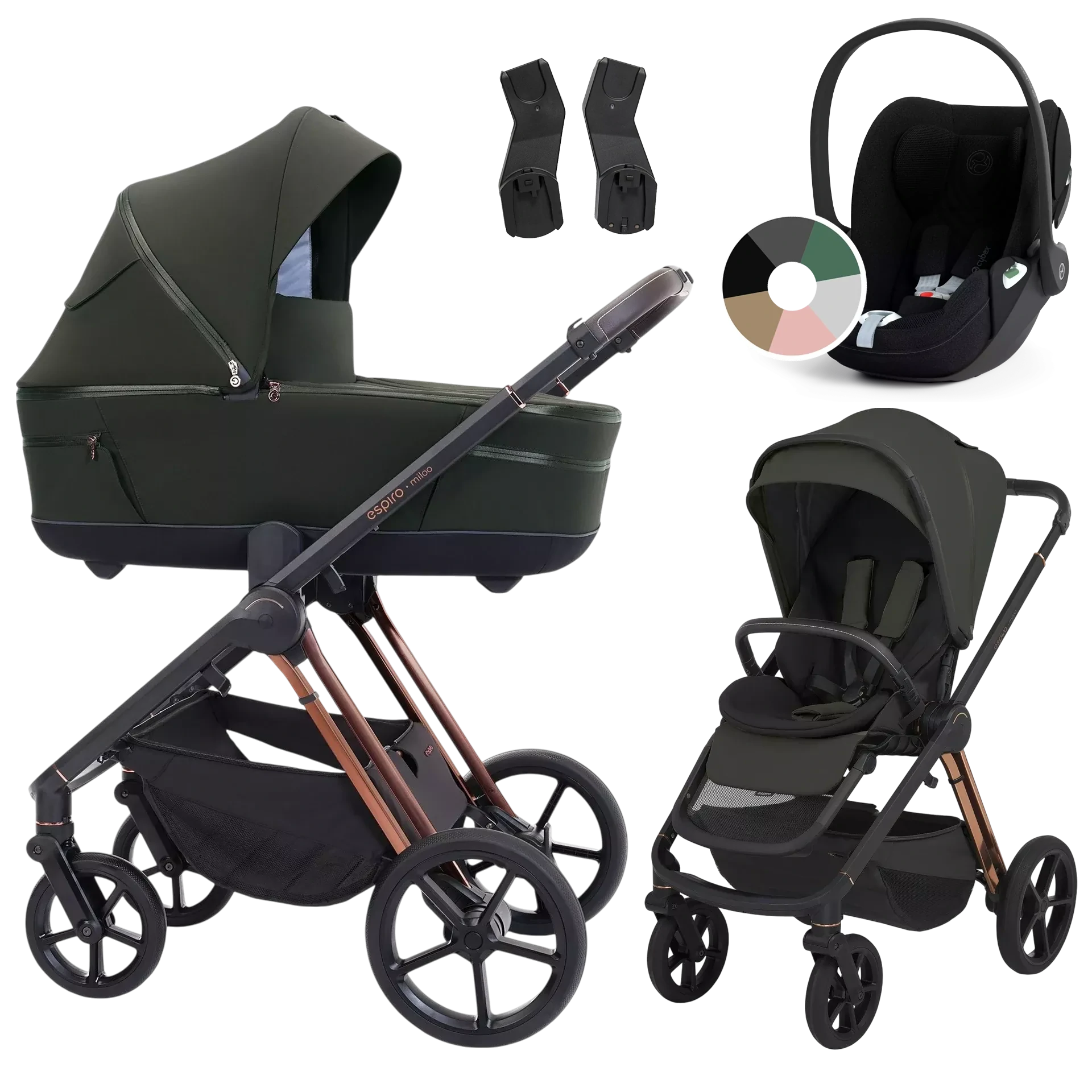 Espiro Miloo + Cybex Cloud T i-Size +GRATIS - wózek 3w1 | 204 Luxury Green
