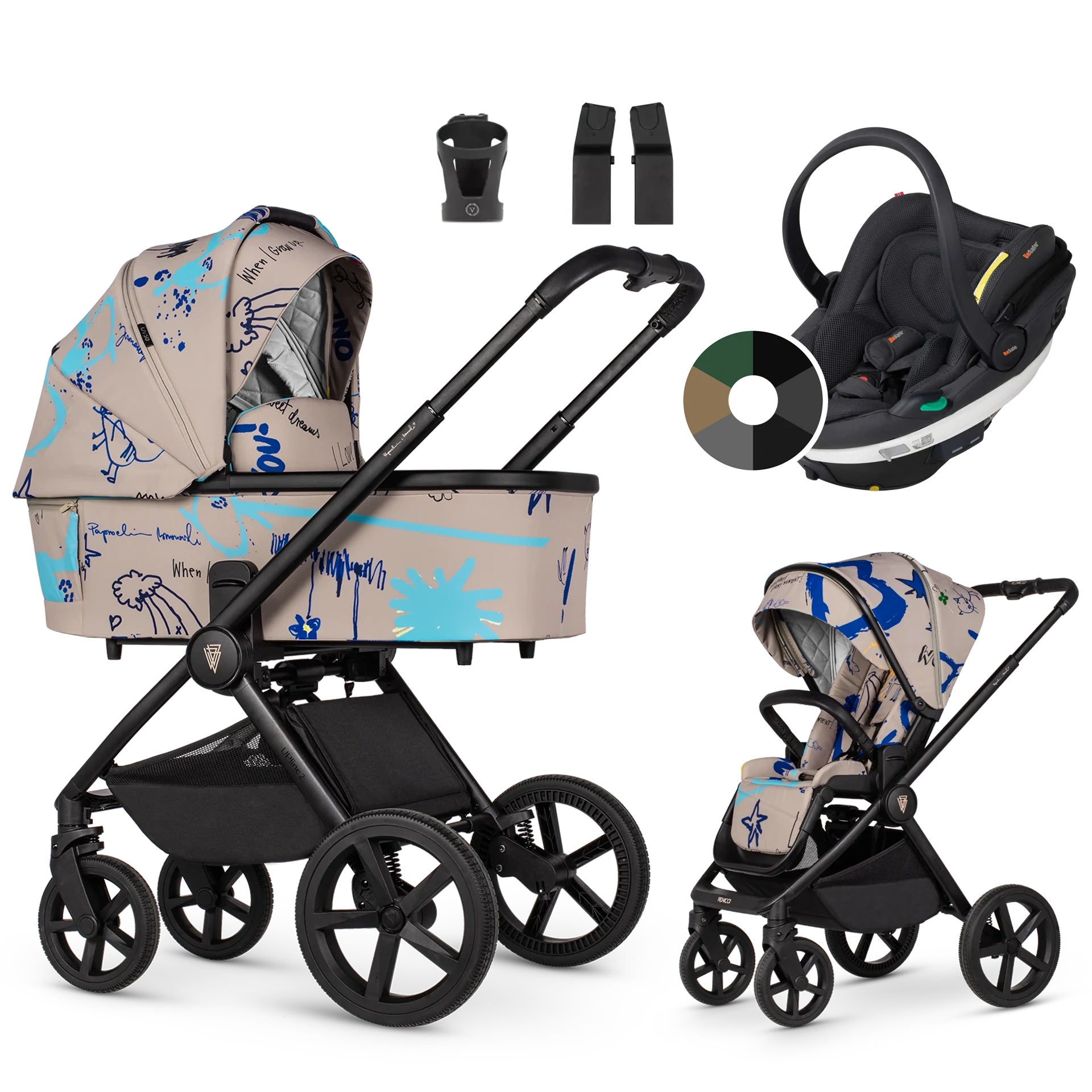 Venicci Upline 2 + BeSafe Go Beyond +AKCESORIA - 3w1 | Beige