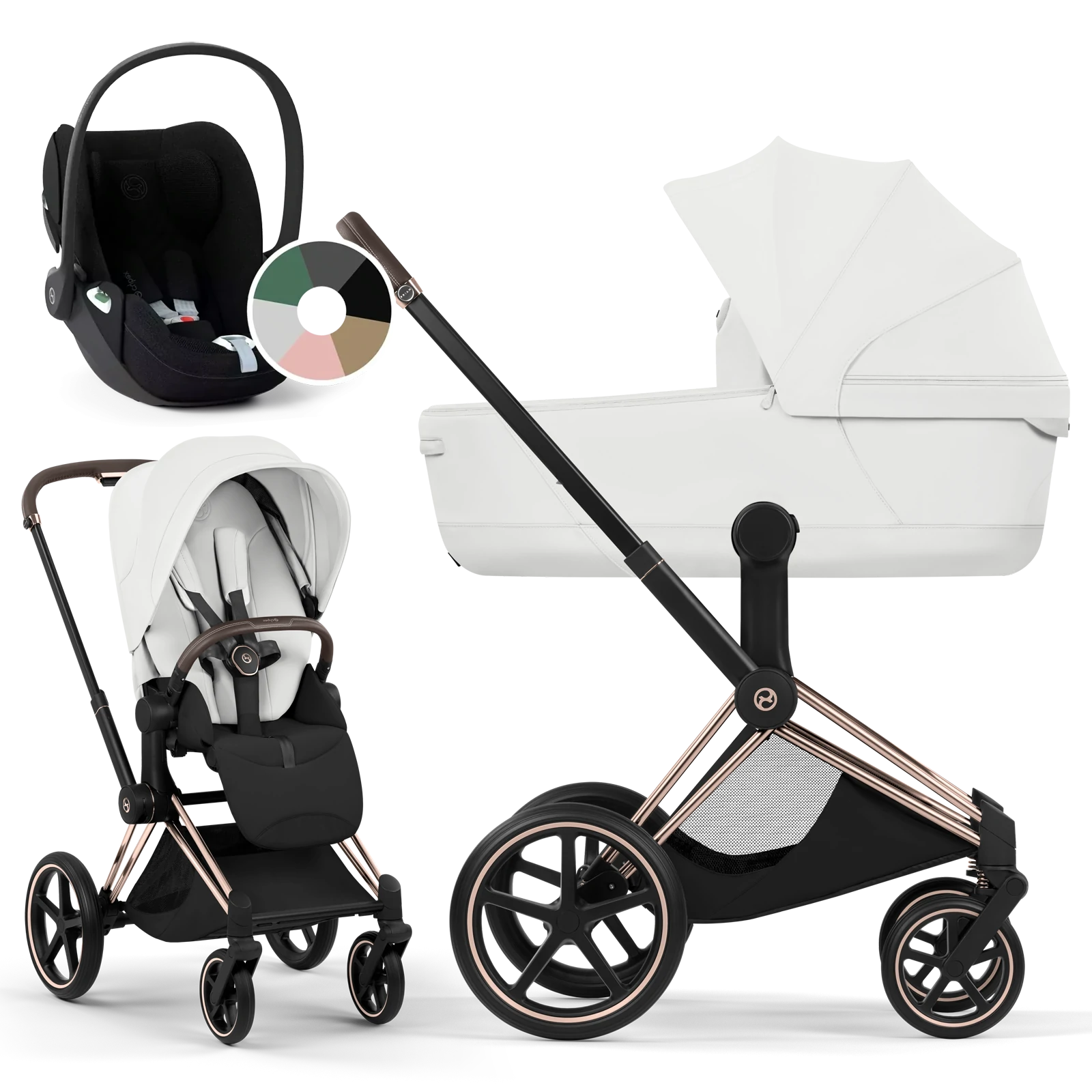 Cybex Priam 5.0 - wózek 3w1 | Off White - Rosegold (Style)