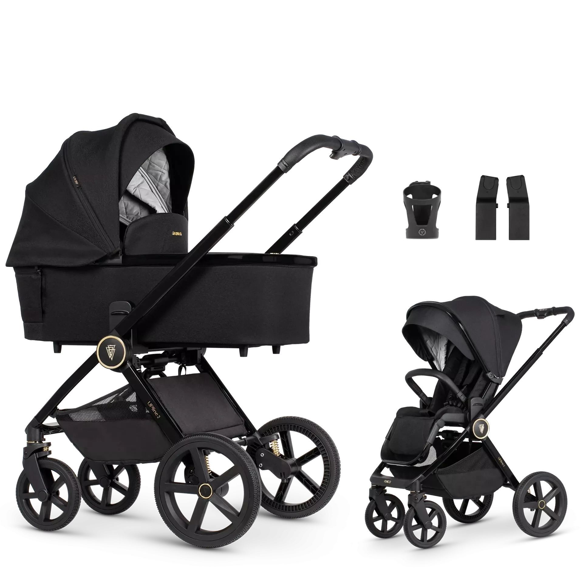 Venicci Upline 2 +AKCESORIA - 2w1 | All Black