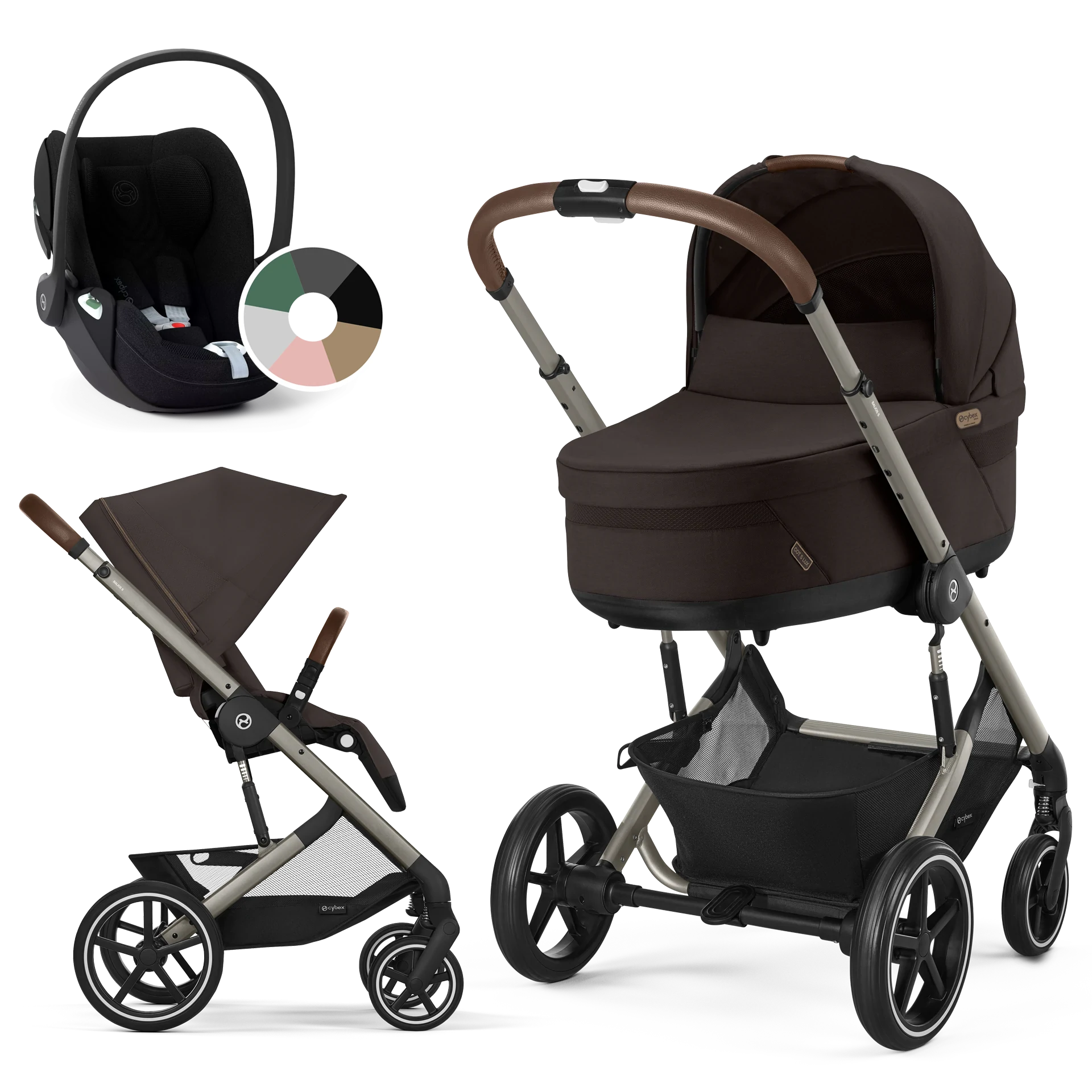 Cybex Balios S Lux + Cybex Cloud T i-Size - wózek 3w1 | Chocolate Brown