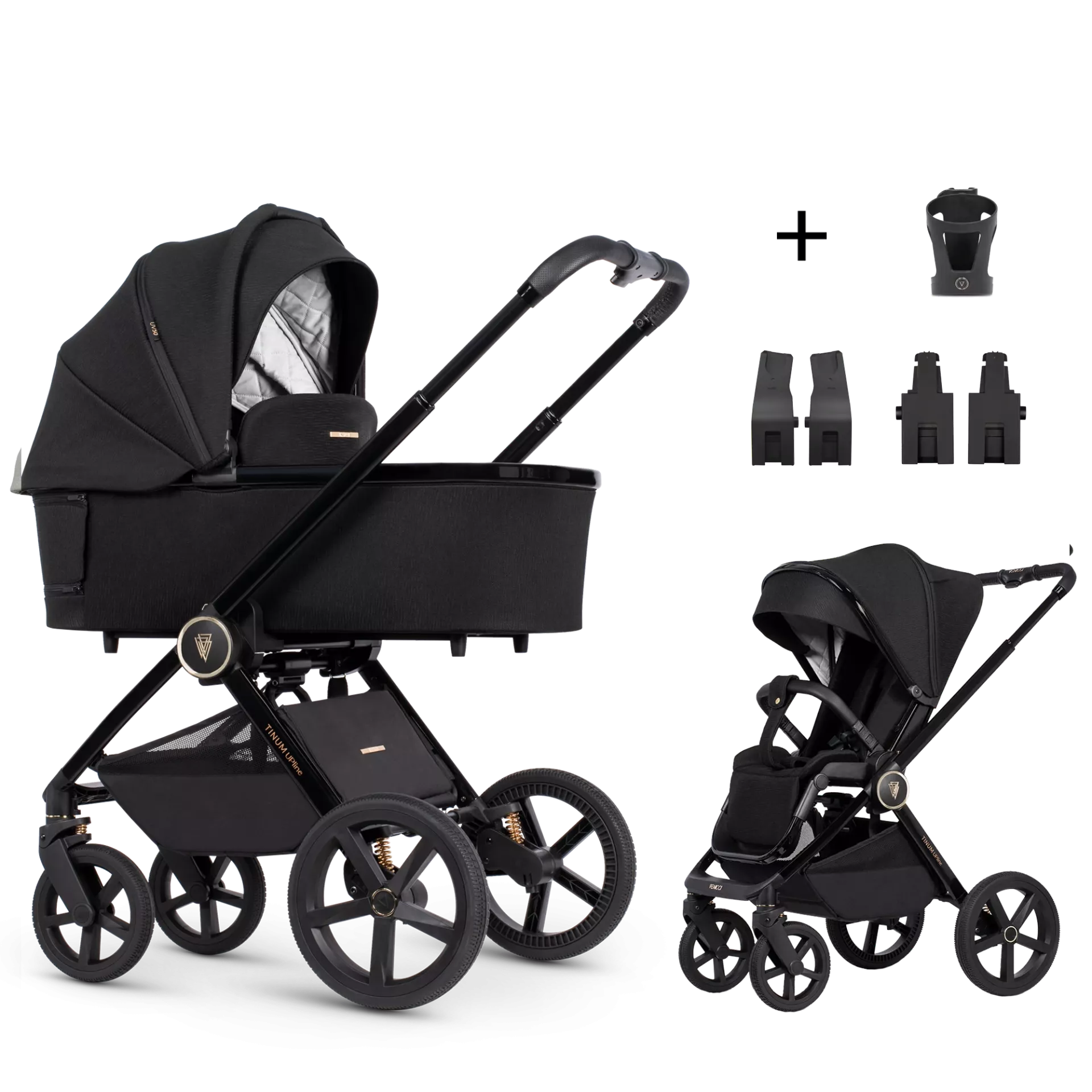 Venicci Tinum Upline +AKCESORIA - 2w1 | All Black