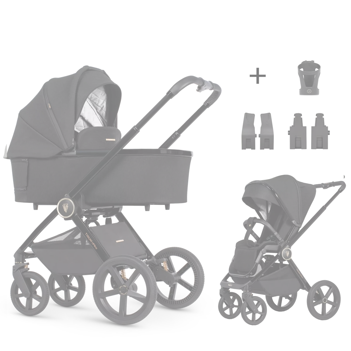 Venicci Tinum Upline +AKCESORIA - 2w1 | All Black