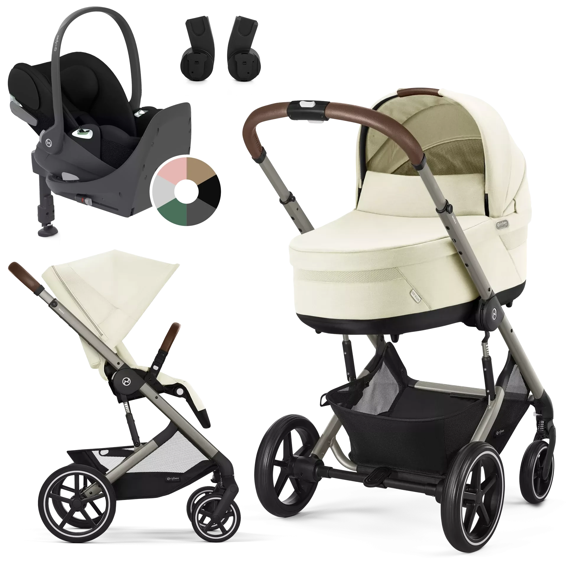 Cybex Balios S Lux + Cybex Cloud T i-Size + baza T - 4w1 | Seashell Beige Cybex Balios S Lux + Cybex Cloud T i-Size + baza T - 4w1 | Seashell Beige