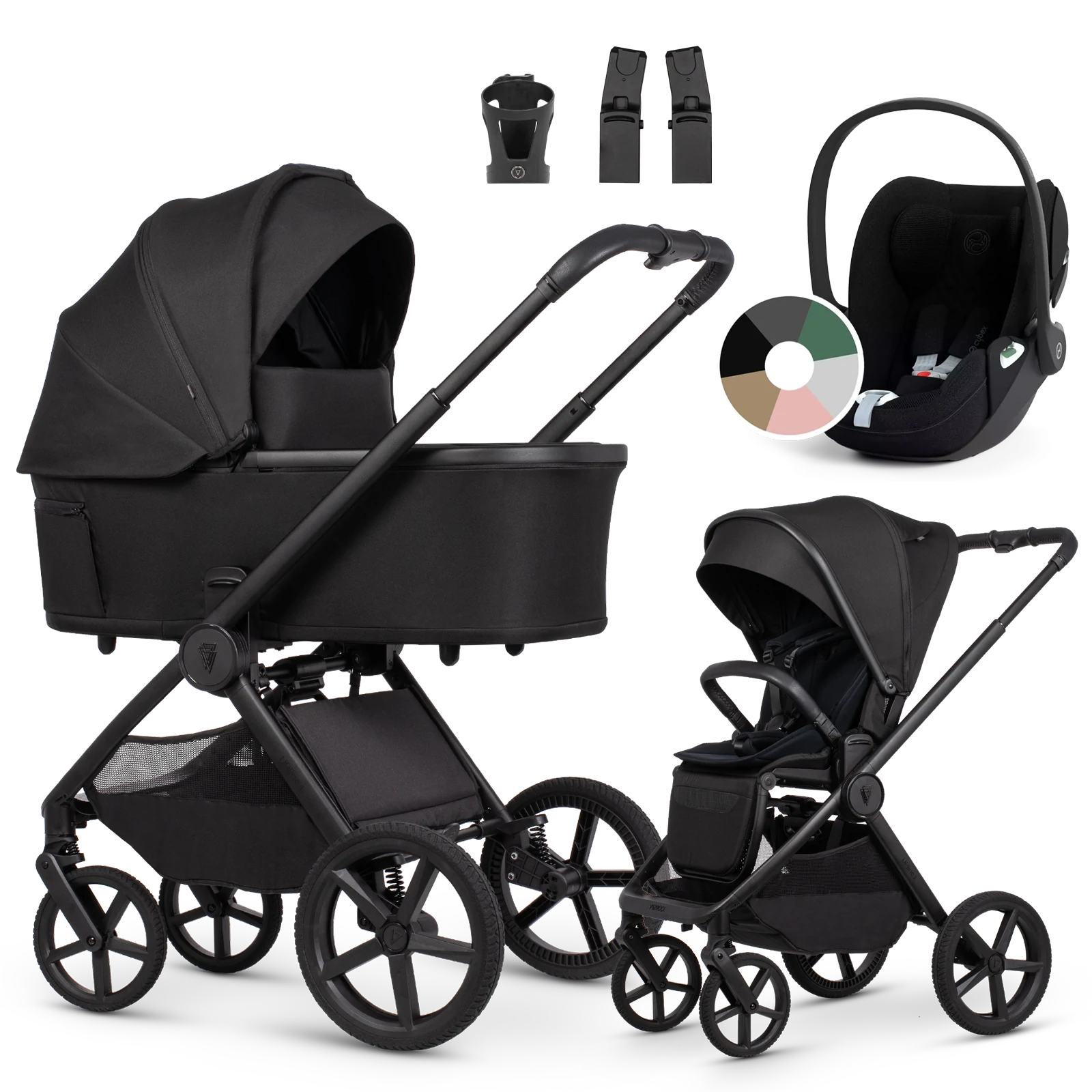 Venicci Upline 3 + Cybex Cloud T i-Size + AKCESORIA - 3w1 | Onyx