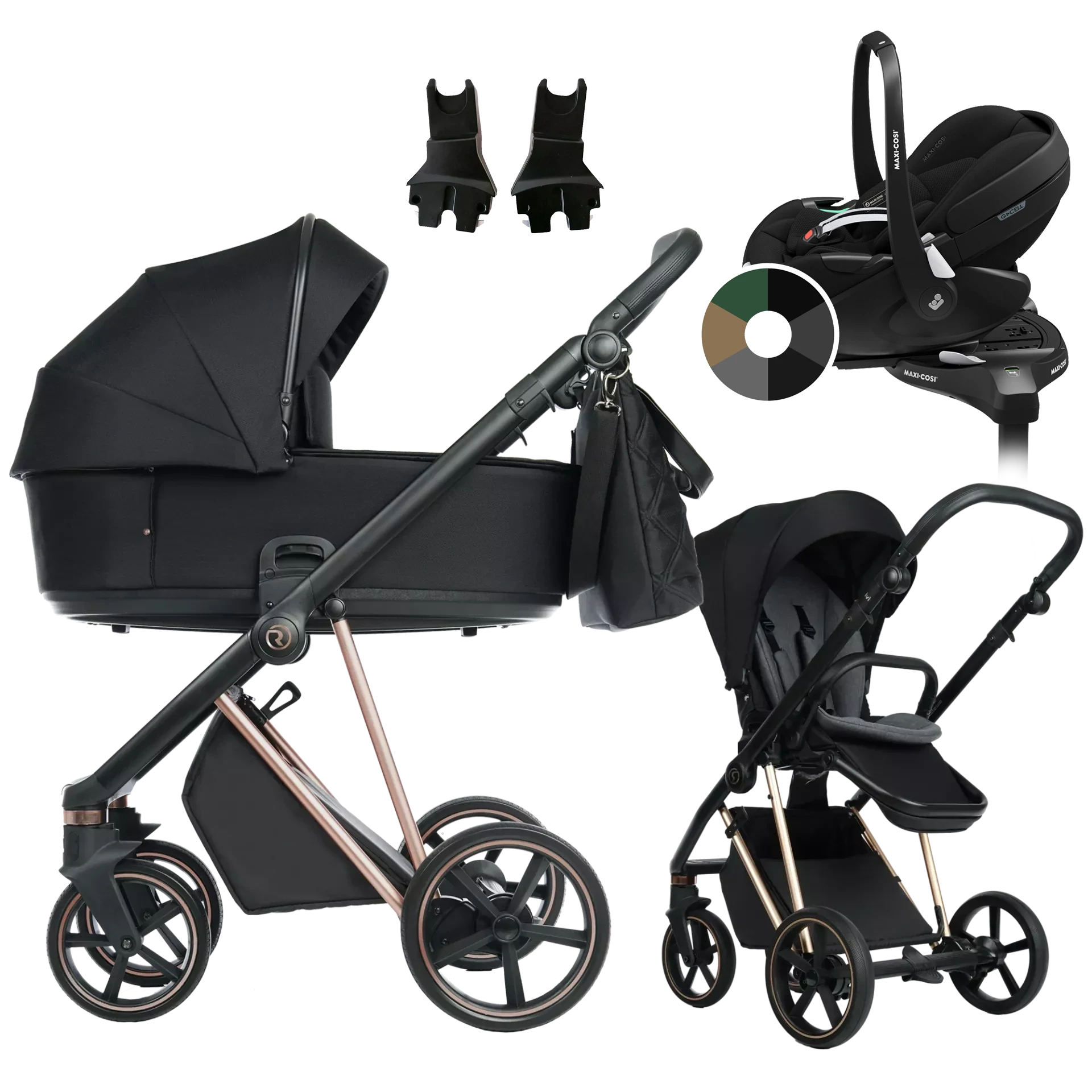 Roan Ivi 2.0 + Maxi-Cosi Pebble 360 Pro2 + baza +GRATIS - 4w1 | Raven Rosegold