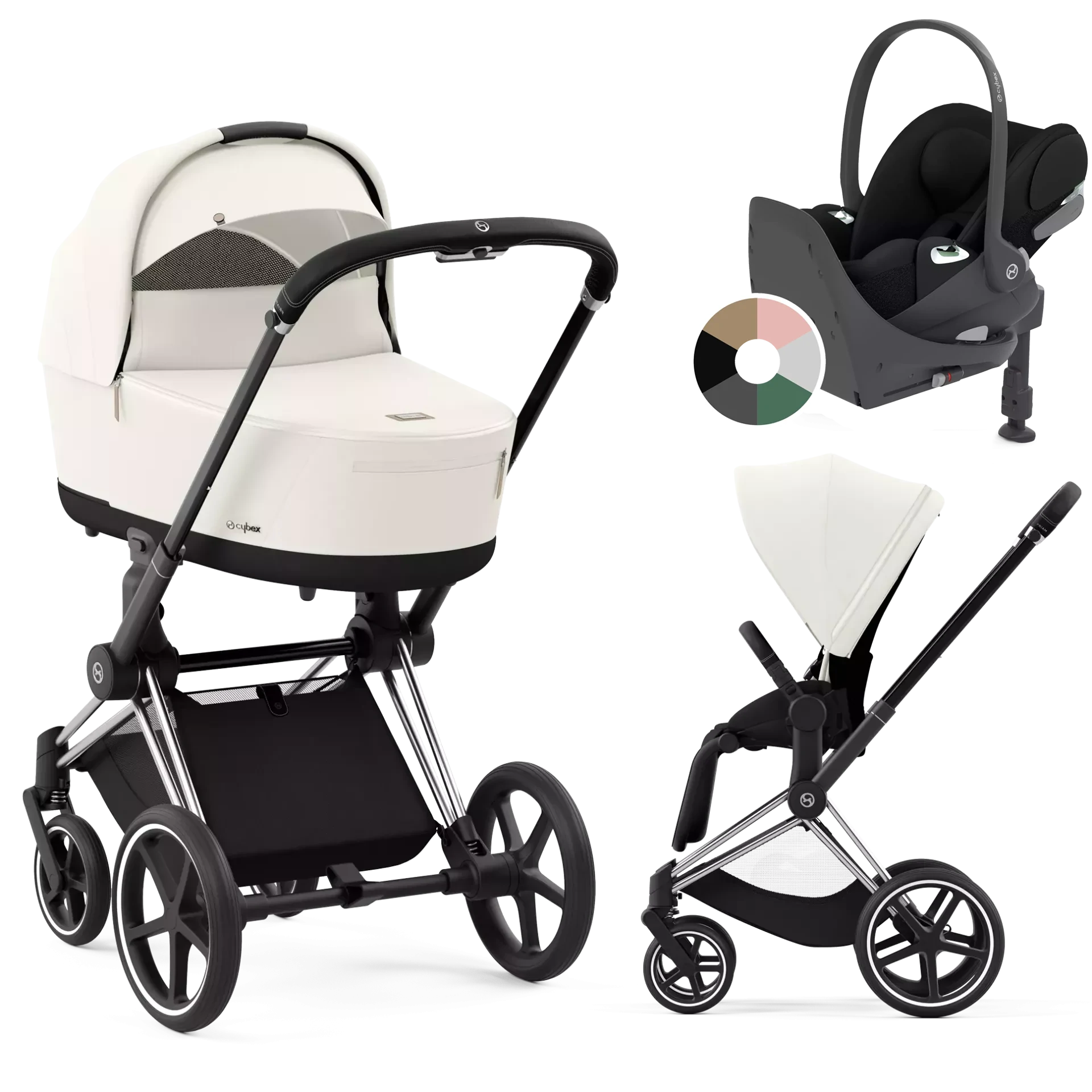 Cybex Priam 4.0 + Cybex Cloud T i-Size + baza T - 4w1 | Off White (Chrome Black Frame)