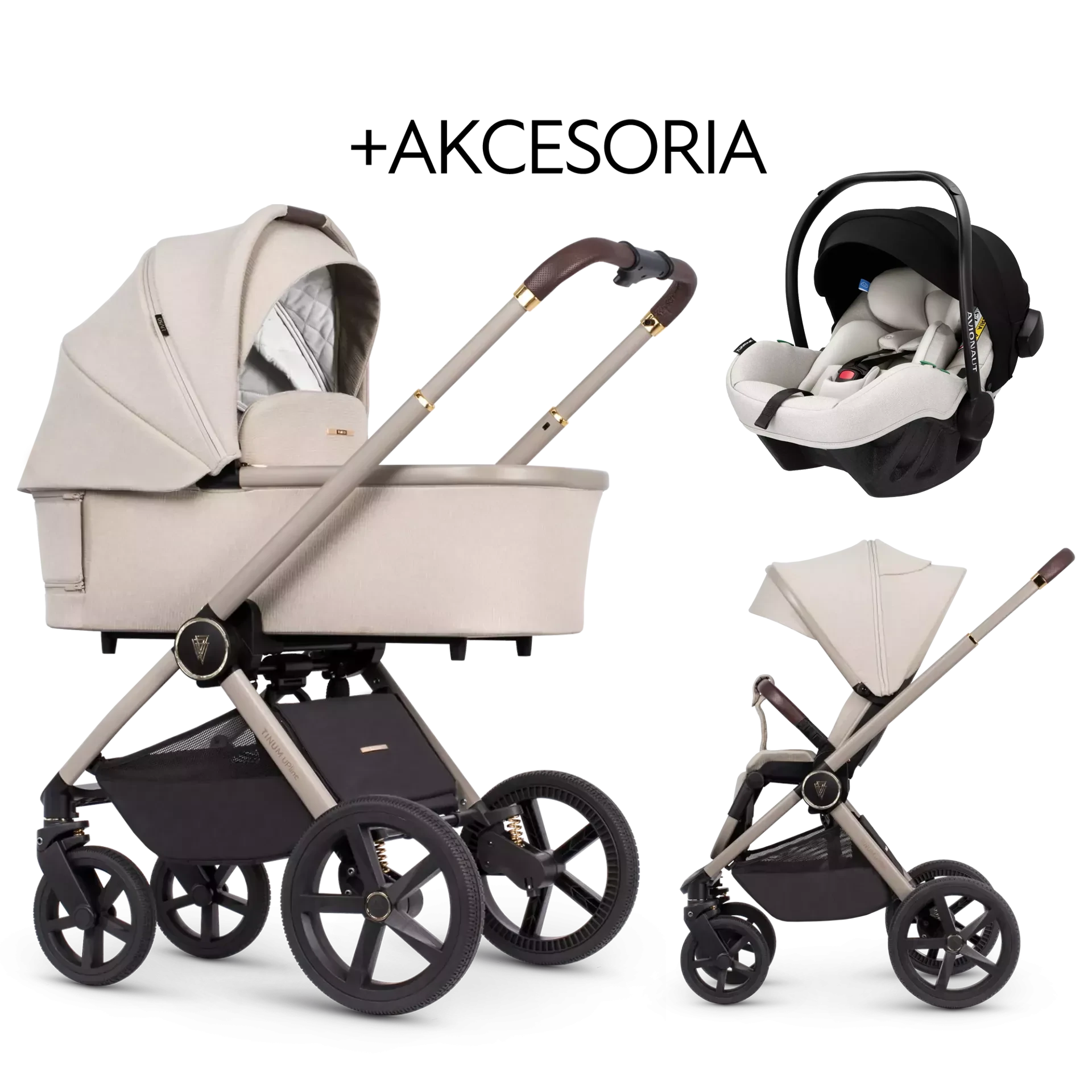 Venicci Tinum Upline + Avionaut Pixel Pro 2.0 C + AKCESORIA - 3w1 | Stone Beige Venicci Tinum Upline + Avionaut Pixel Pro 2.0 C + AKCESORIA - 3w1 | Stone Beige