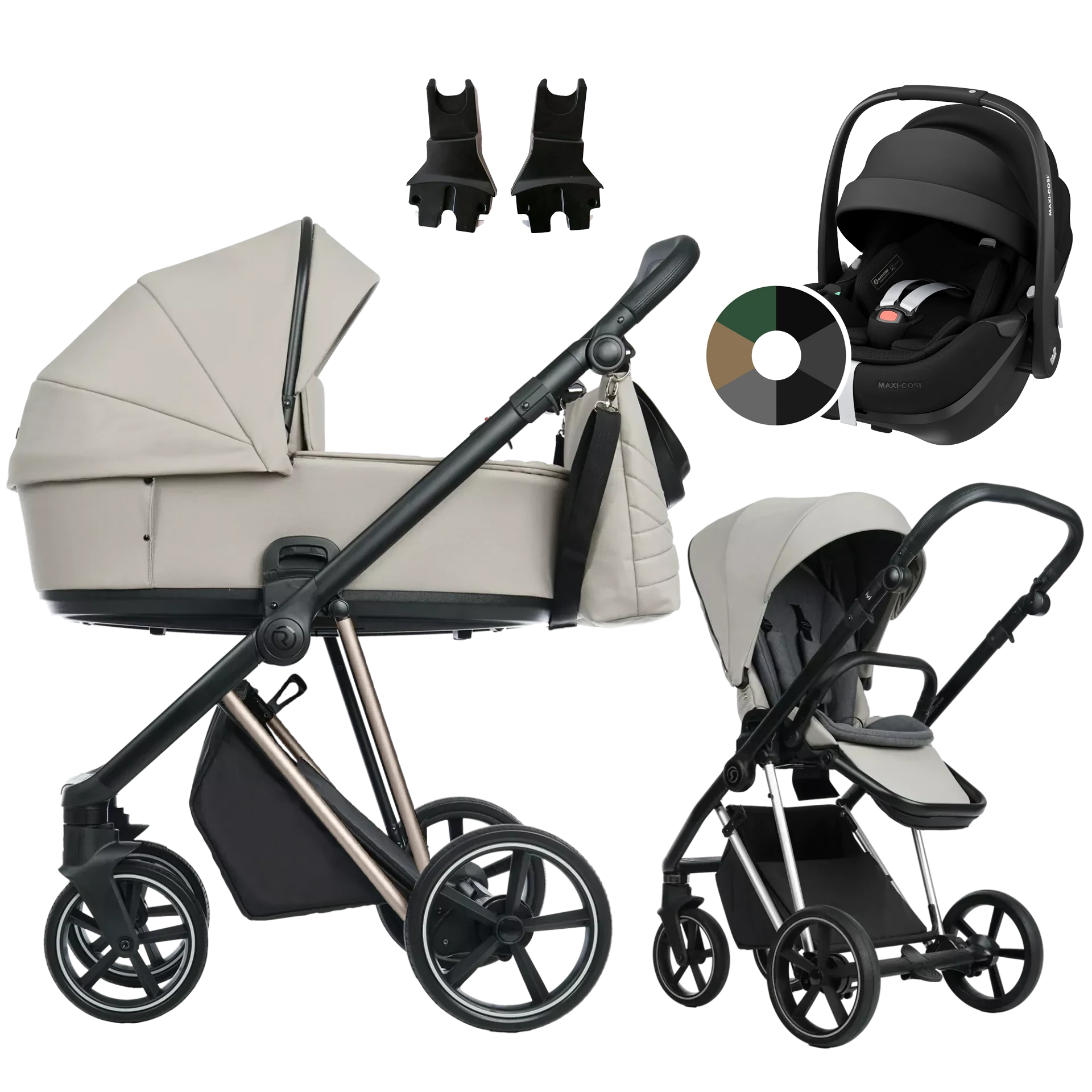 Roan Ivi 2.0 + Maxi-Cosi Pebble 360 Pro2 +GRATIS - 3w1 | Sesame Champagne
