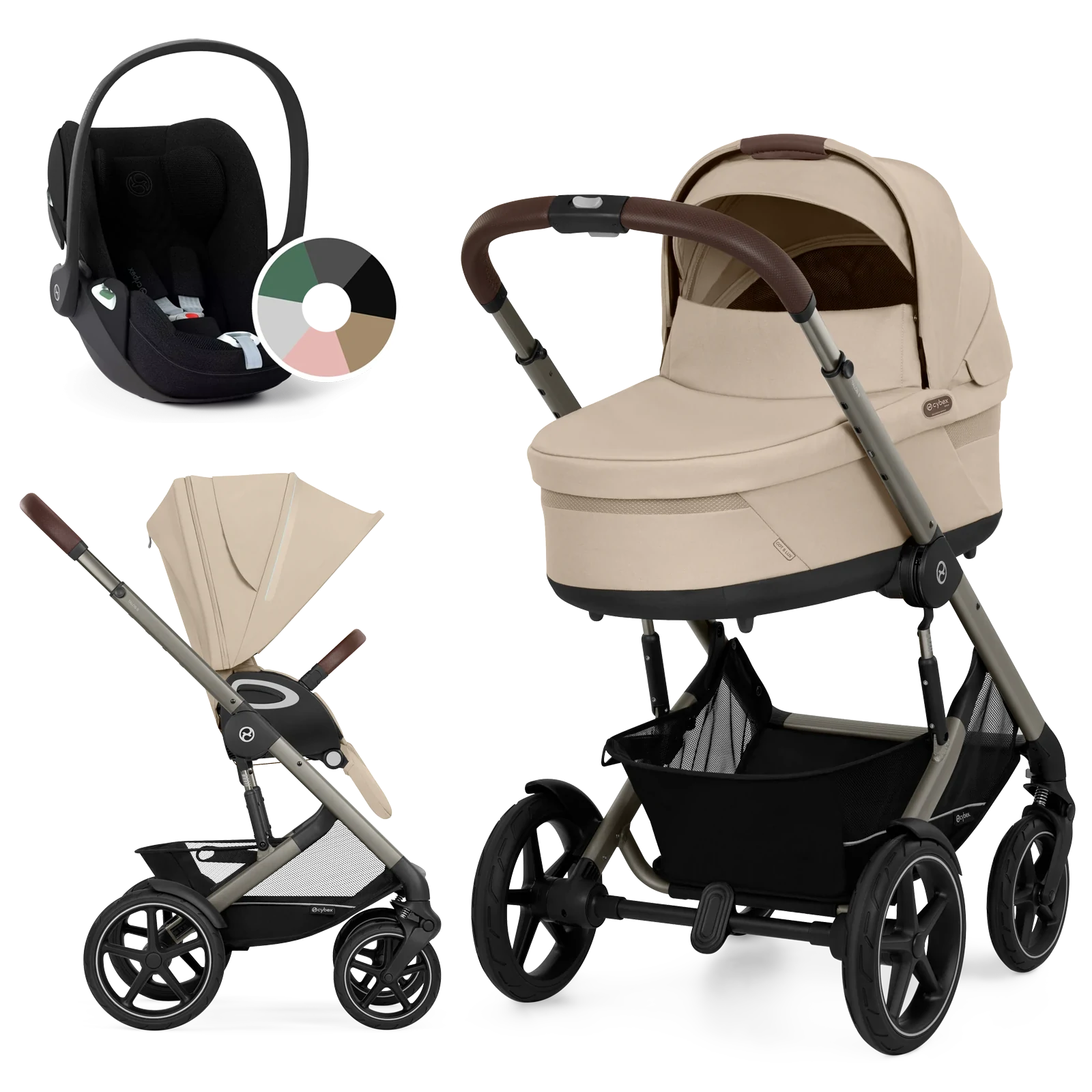 Cybex Talos S Lux + Cybex Cloud T i-Size - wózek 3w1 | Almond Beige