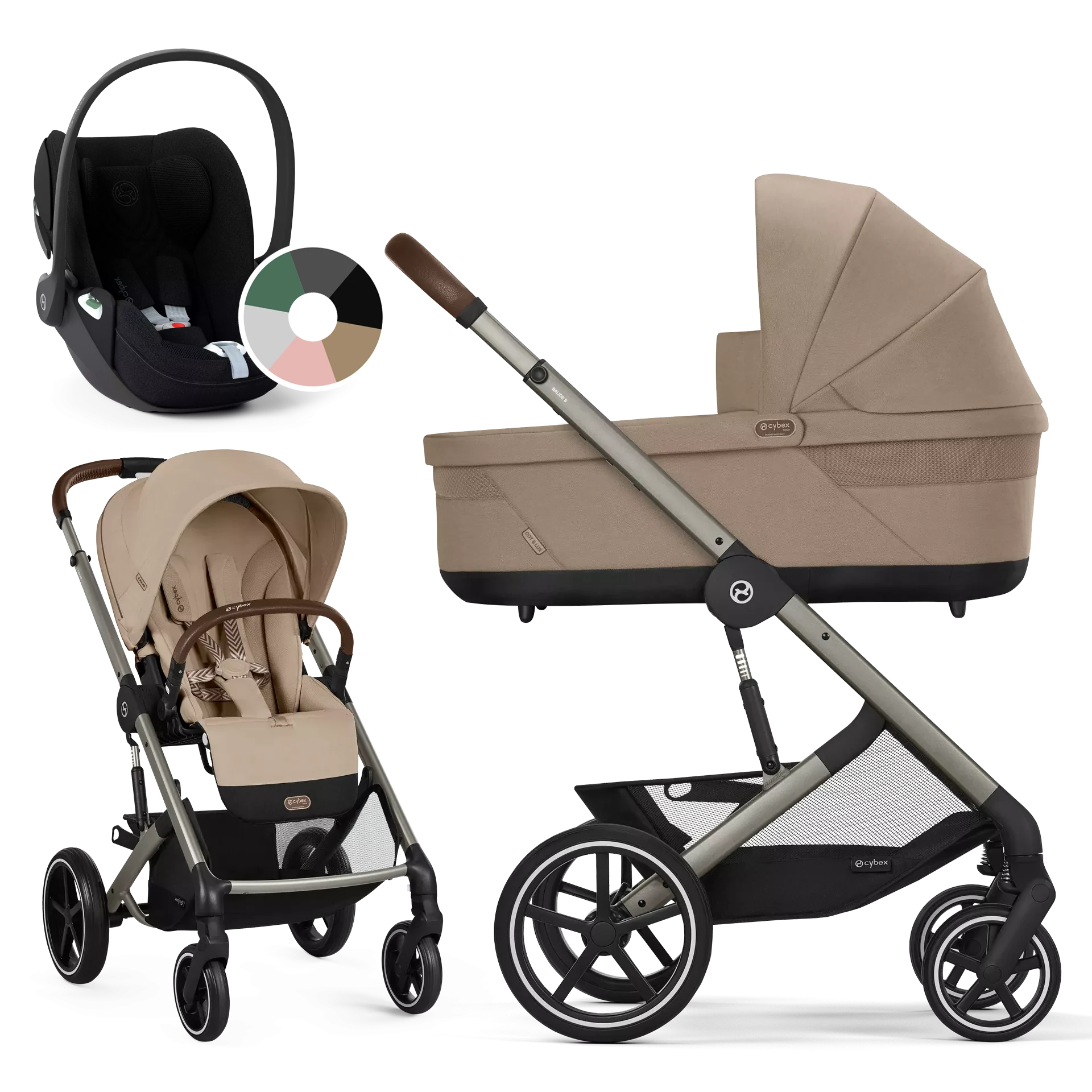 Cybex Balios S Lux + fotelik Cybex Cloud T i-Size - wózek 3w1 | Almond Beige