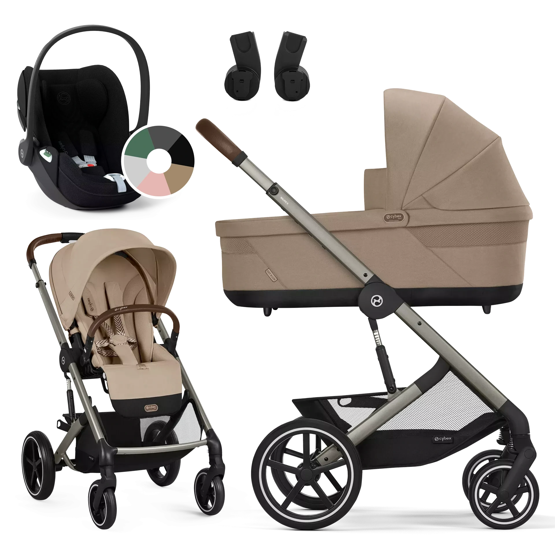 Cybex Balios S Lux + Cybex Cloud T i-Size - wózek 3w1 | Almond Beige