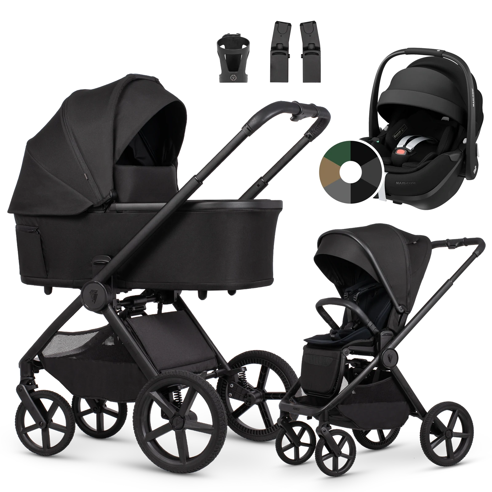 Venicci Upline 3 + Maxi-Cosi Pebble 360 Pro2 + AKCESORIA - 3w1 | Onyx