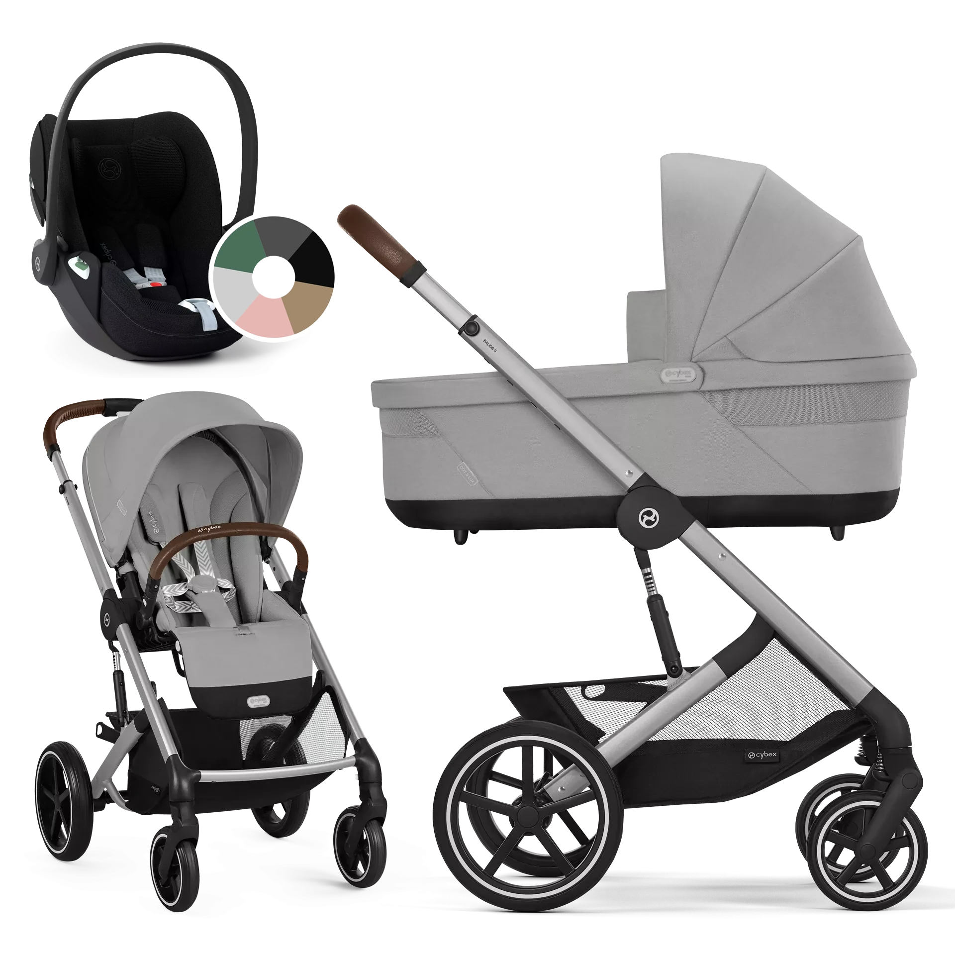 Cybex Balios S Lux + Cybex Cloud T i-Size - wózek 3w1 | Stone Grey