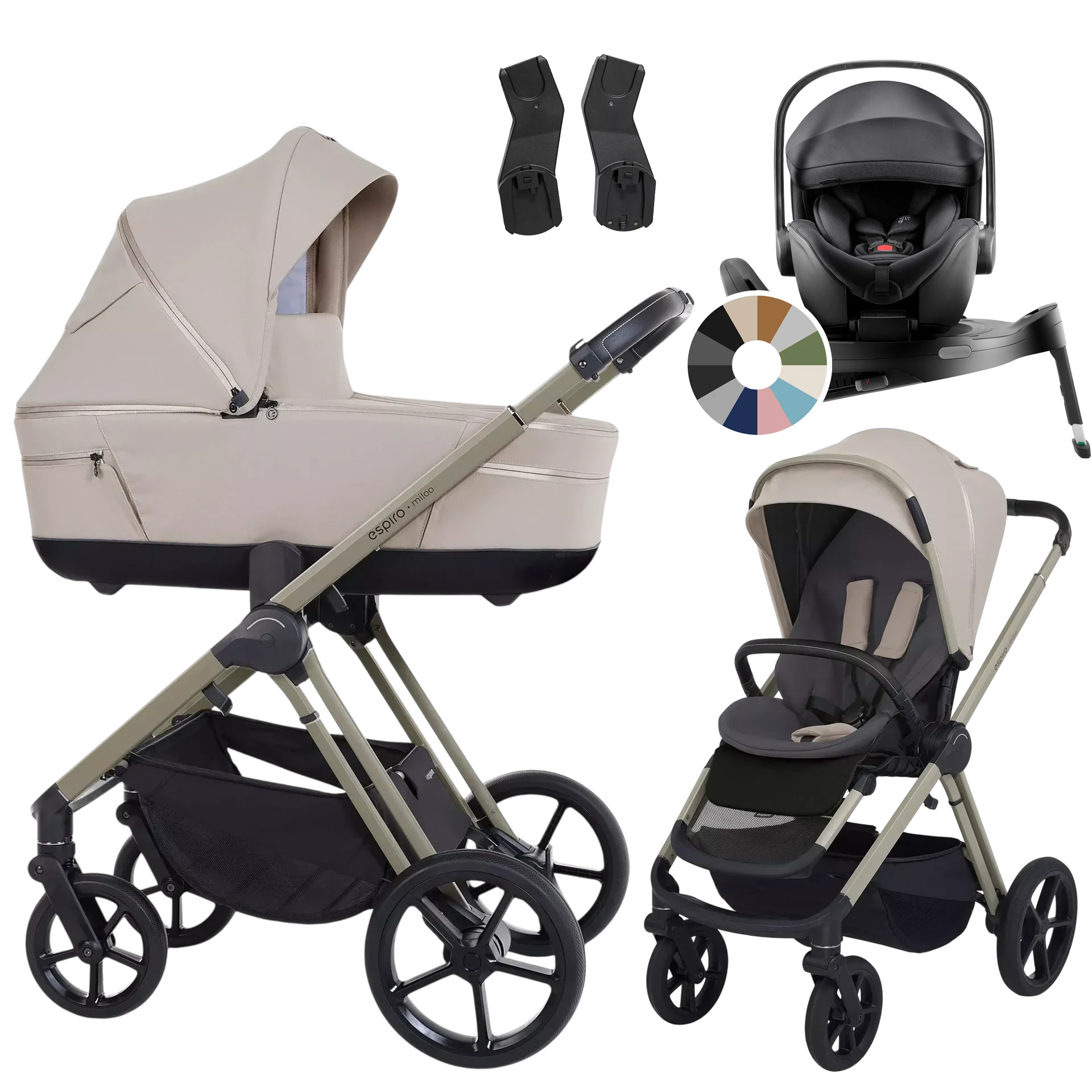 Espiro Miloo + Britax Römer Baby-Safe Pro + baza Vario 5Z +GRATIS - 4w1 | 219 White Pearl