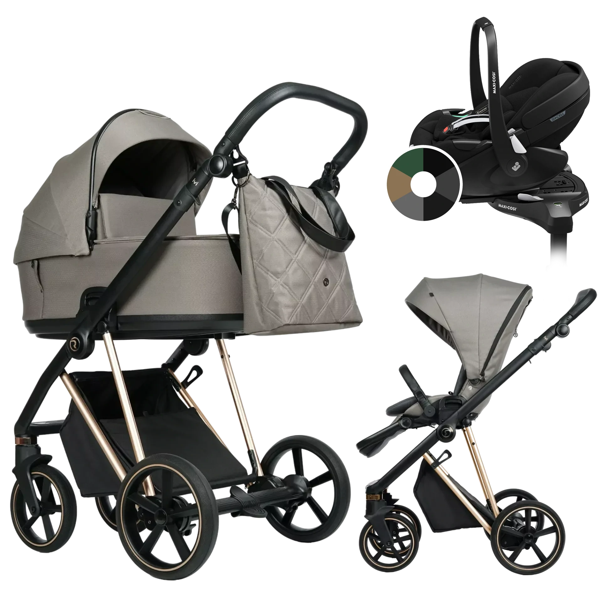 Roan Ivi 2.0 + Maxi-Cosi Pebble 360 Pro2 + baza +GRATIS - 4w1 | Mocca