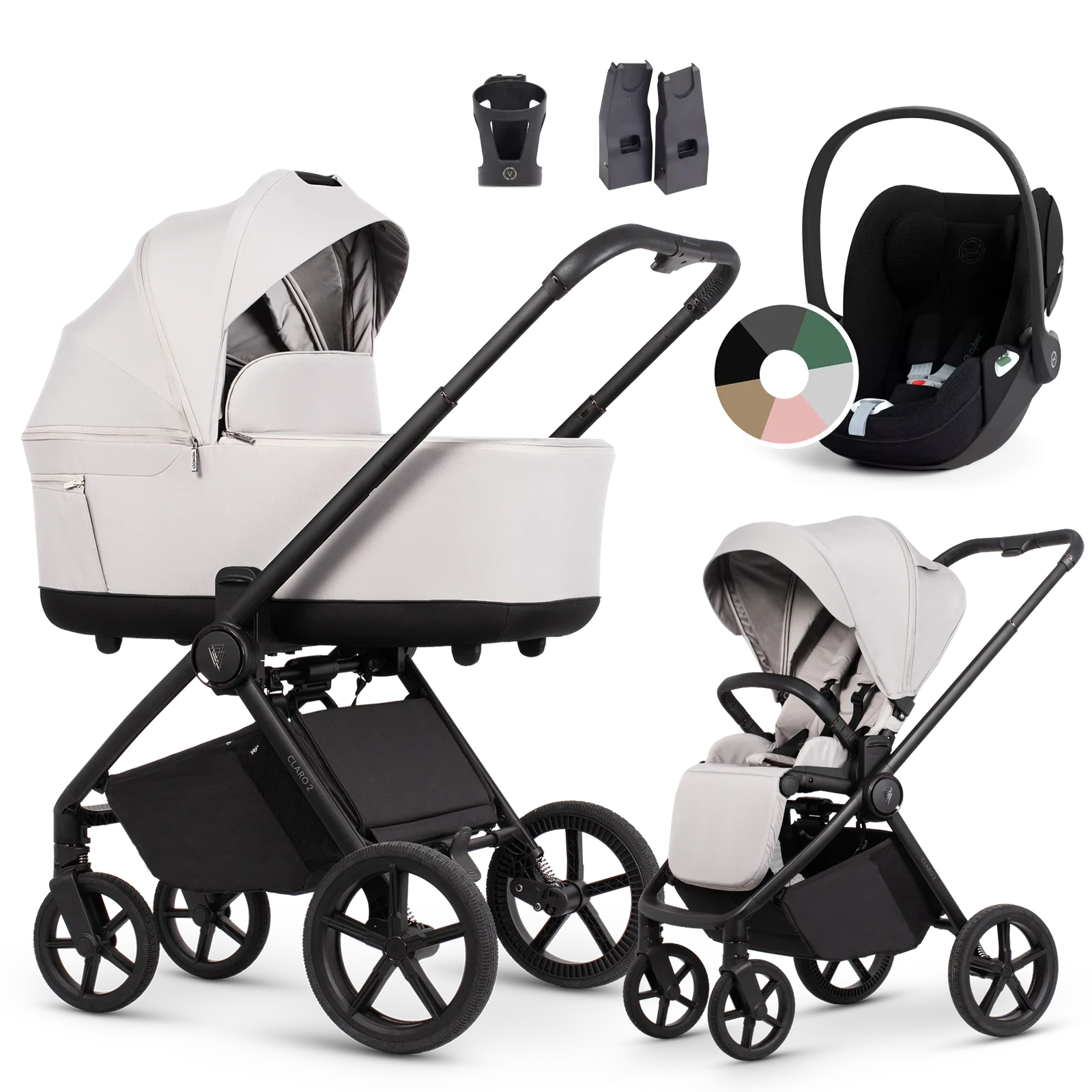 Venicci Claro 2 + Cybex Cloud T i-Size + AKCESORIA - 3w1 | Vanilla