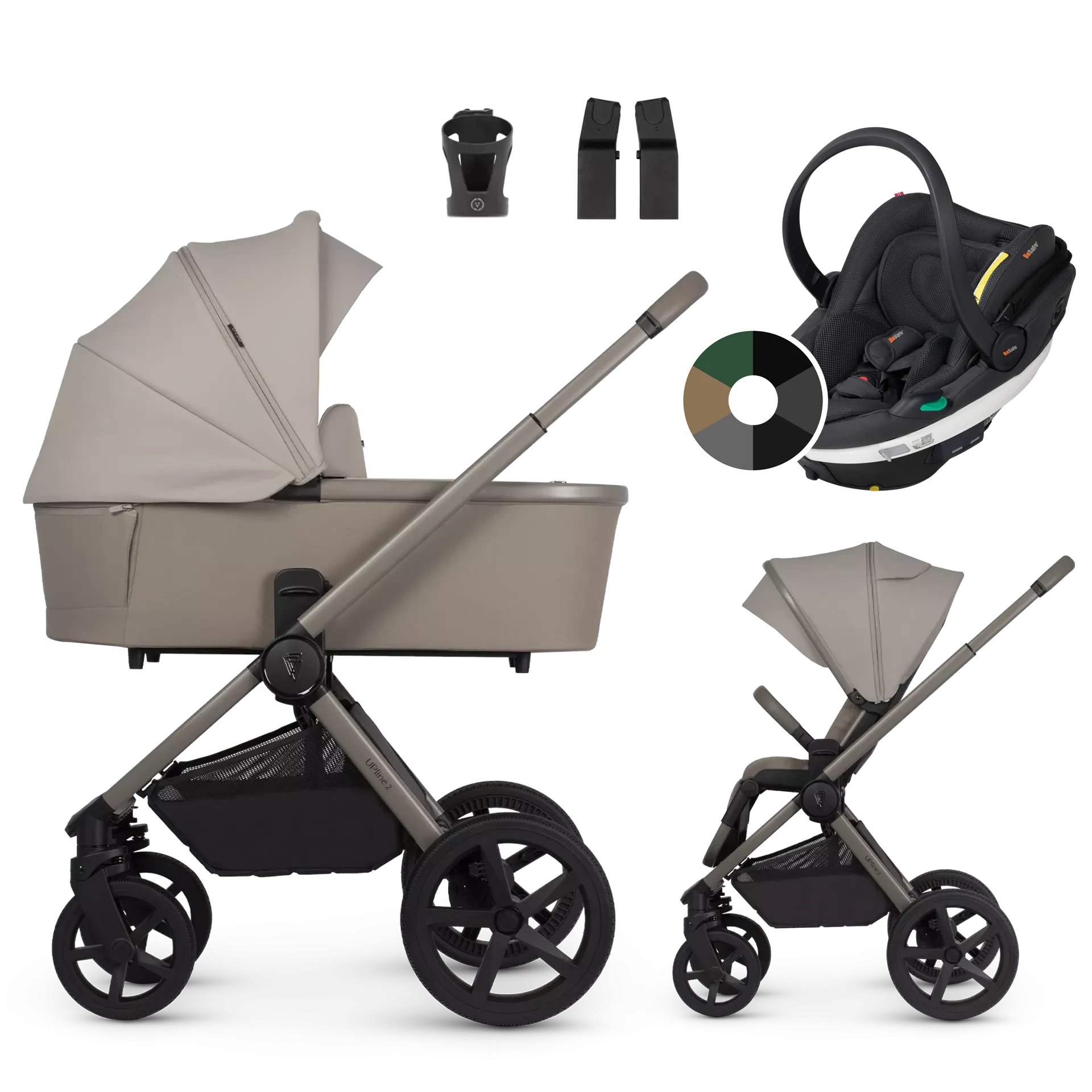 Venicci Upline 2 + BeSafe Go Beyond +AKCESORIA - 3w1 | Taupe