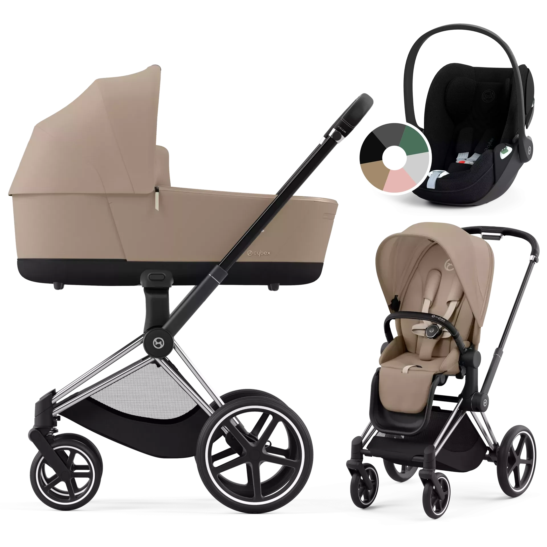 Cybex Priam 4.0 + Cybex Cloud T i-Size - 3w1 | Cozy Beige (Chrome Black Frame)