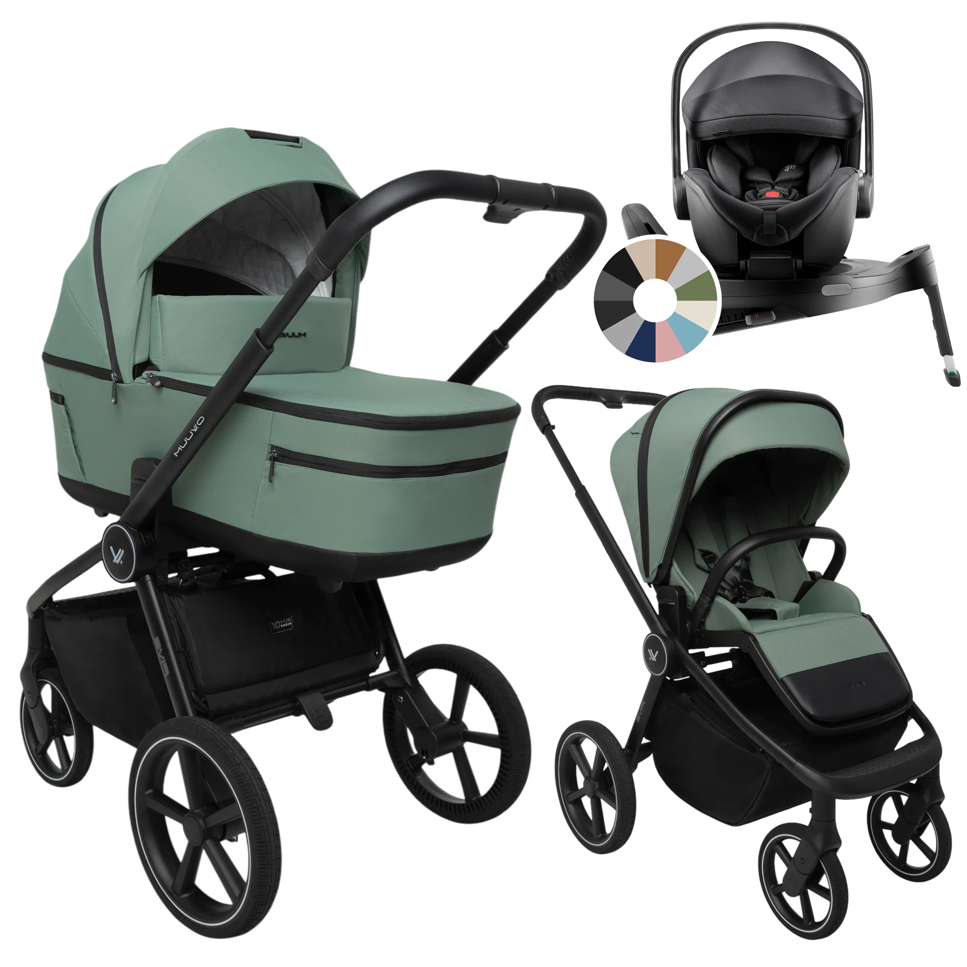 Muuvo Five + Britax Römer Baby-Safe Pro + baza Vario 5Z +GRATIS - 4w1 | Pine Green