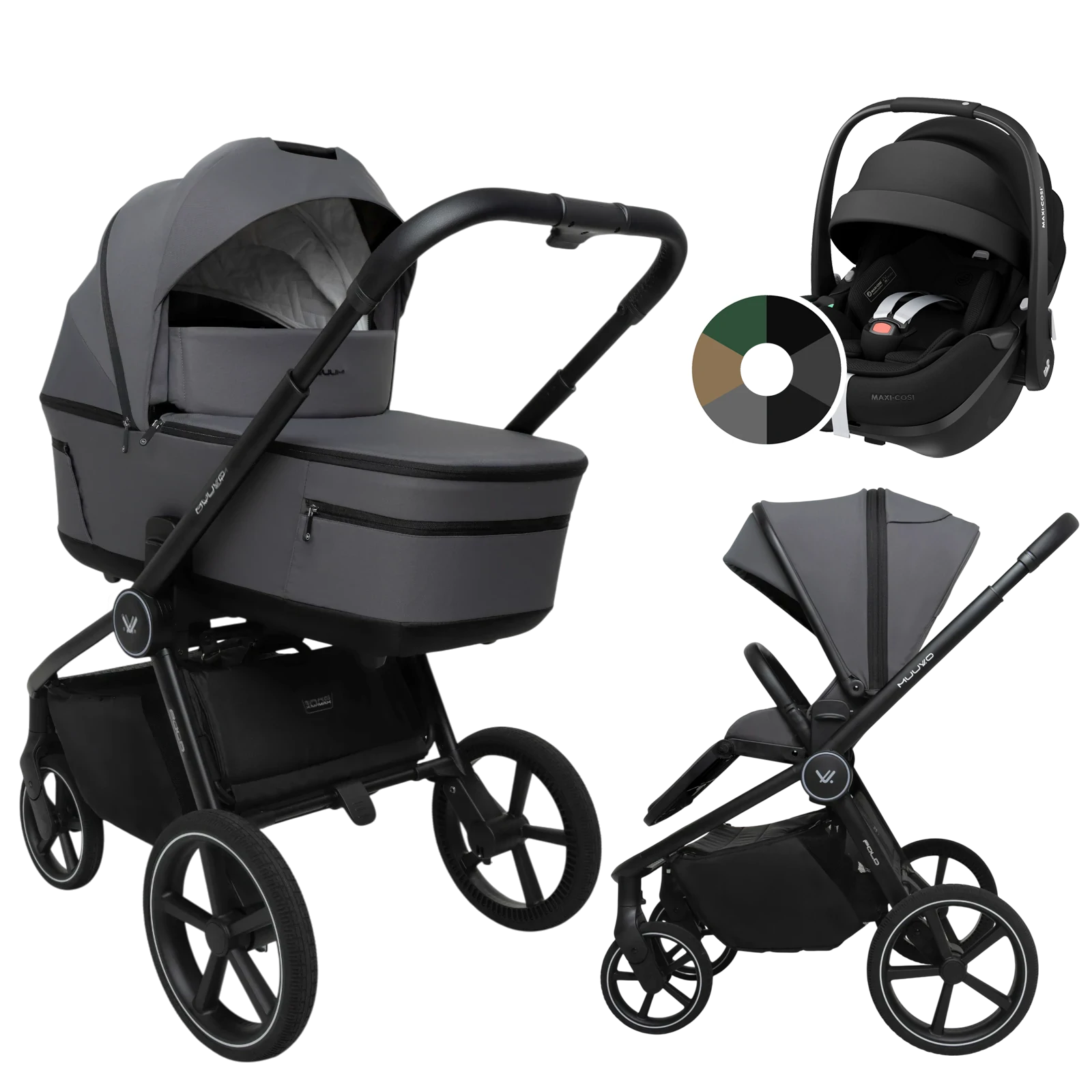 Muuvo Fold + Maxi-Cosi Pebble 360 Pro2 + GRATIS - 3w1 | Iron Graphite
