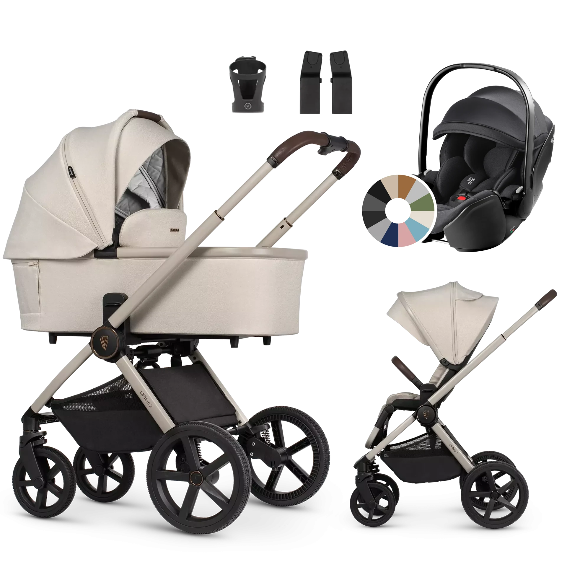 Venicci Upline 2 + Britax Römer Baby-Safe Pro +AKCESORIA - 3w1 | Stone Beige