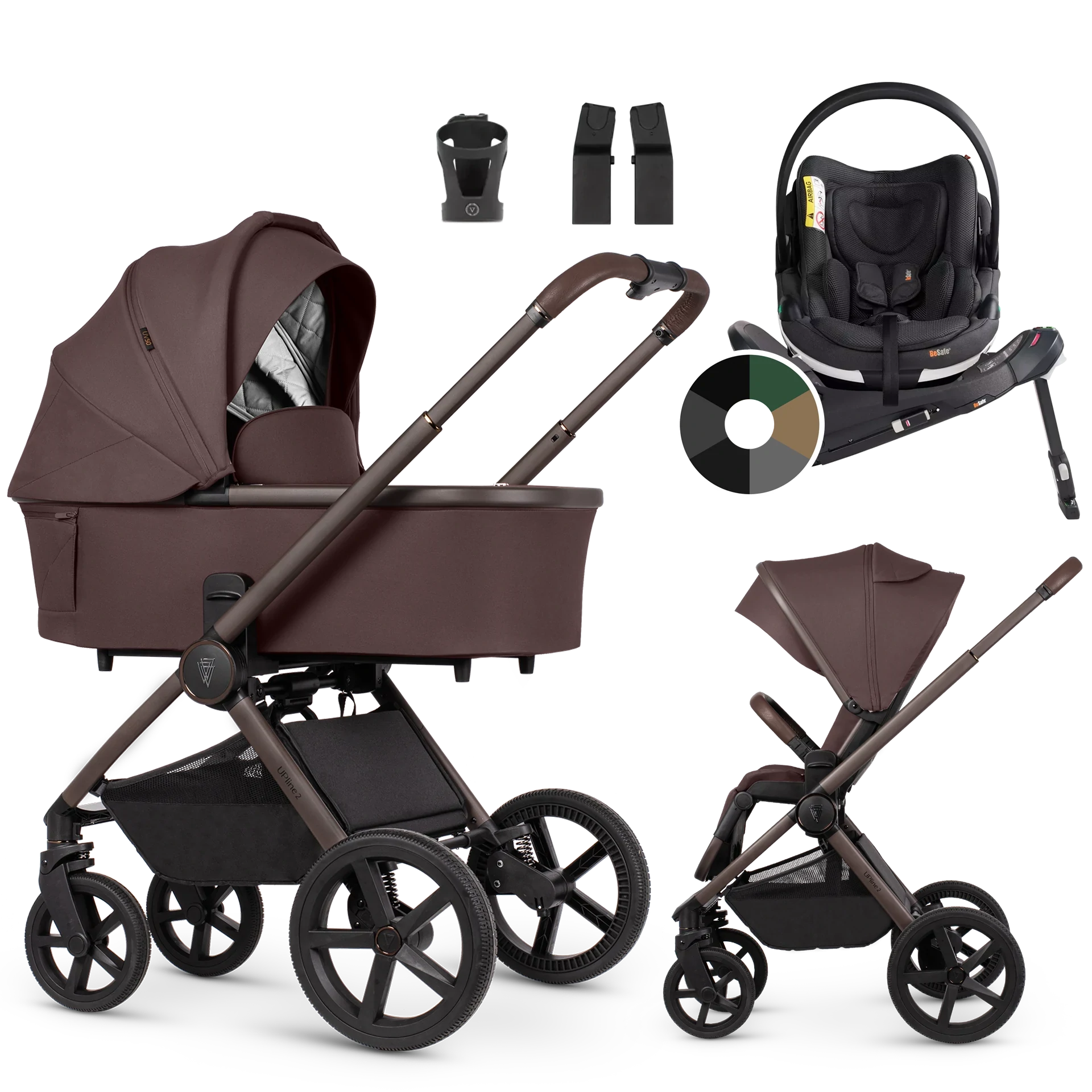 Venicci Upline 2 + BeSafe Go Beyond + baza Beyond +AKCESORIA - 4w1 | Burgundy Venicci Upline 2 + BeSafe Go Beyond + baza Beyond +AKCESORIA - 4w1 | Burgundy