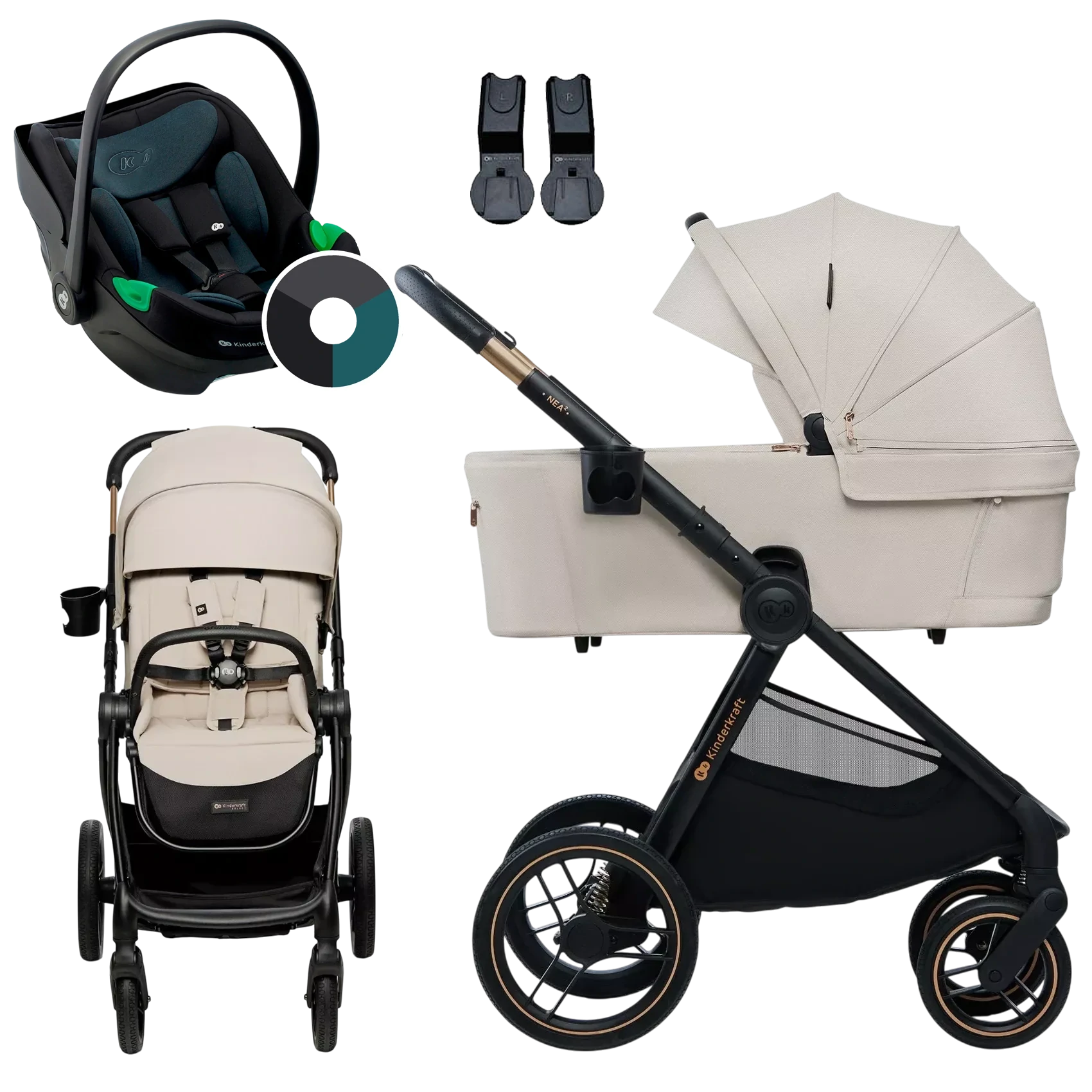 Kinderkraft Nea 2 + Kinderkraft i-Care +GRATIS - 3w1 | Soft Beige