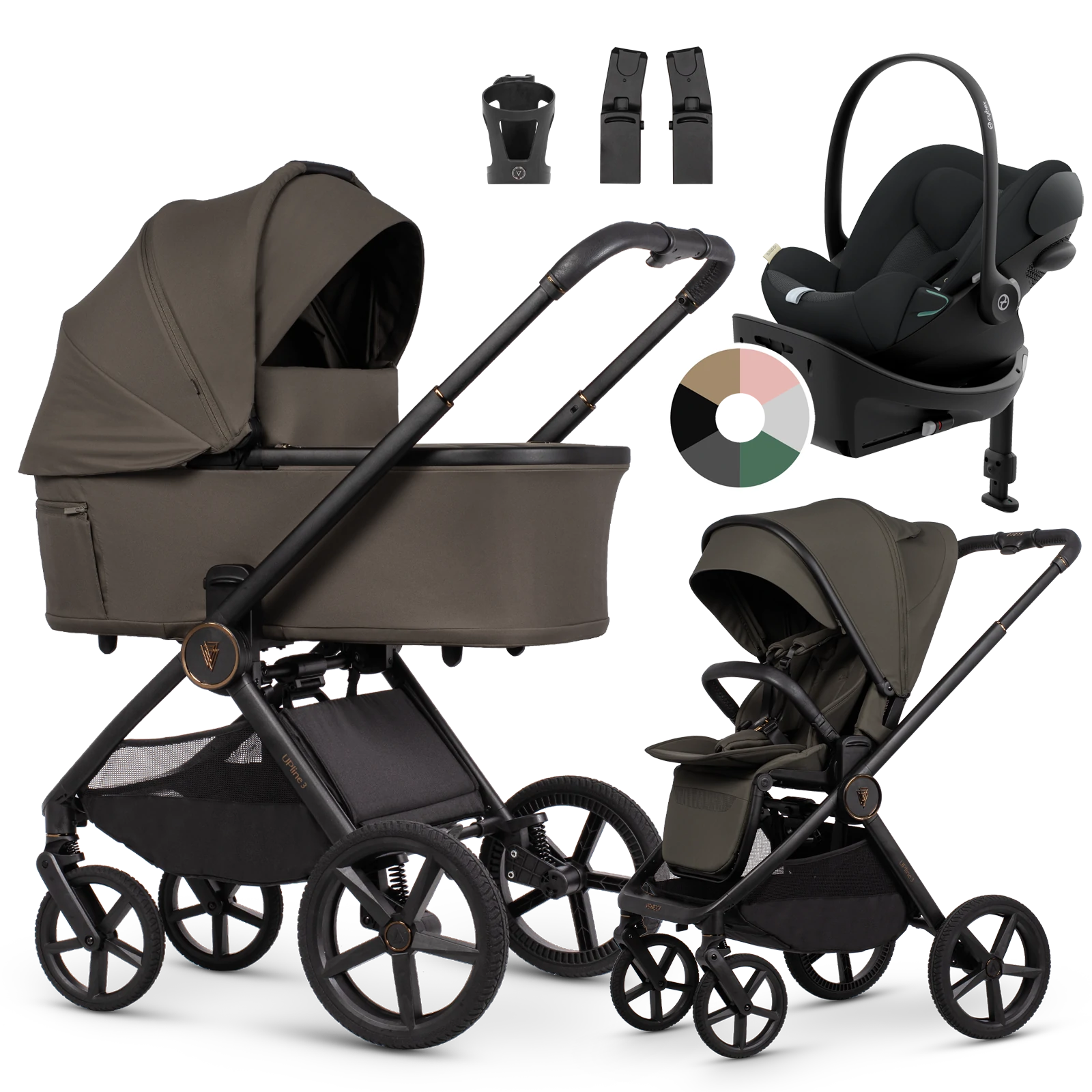 Venicci Upline 3 + Cybex Cloud G3 + baza G3 + AKCESORIA - 4w1 | Truffle