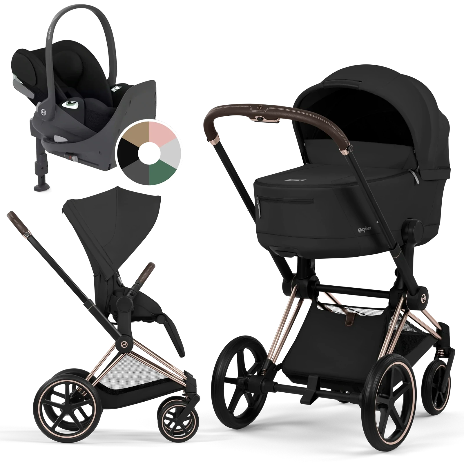 Cybex Priam 5.0 - wózek 4w1 | Sepia Black - Rosegold (Comfort)