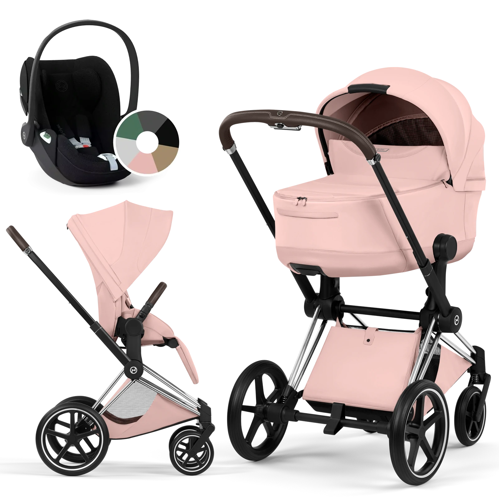 Cybex Priam 5.0 - wózek 3w1 | Peach Pink - Chrome (Style)