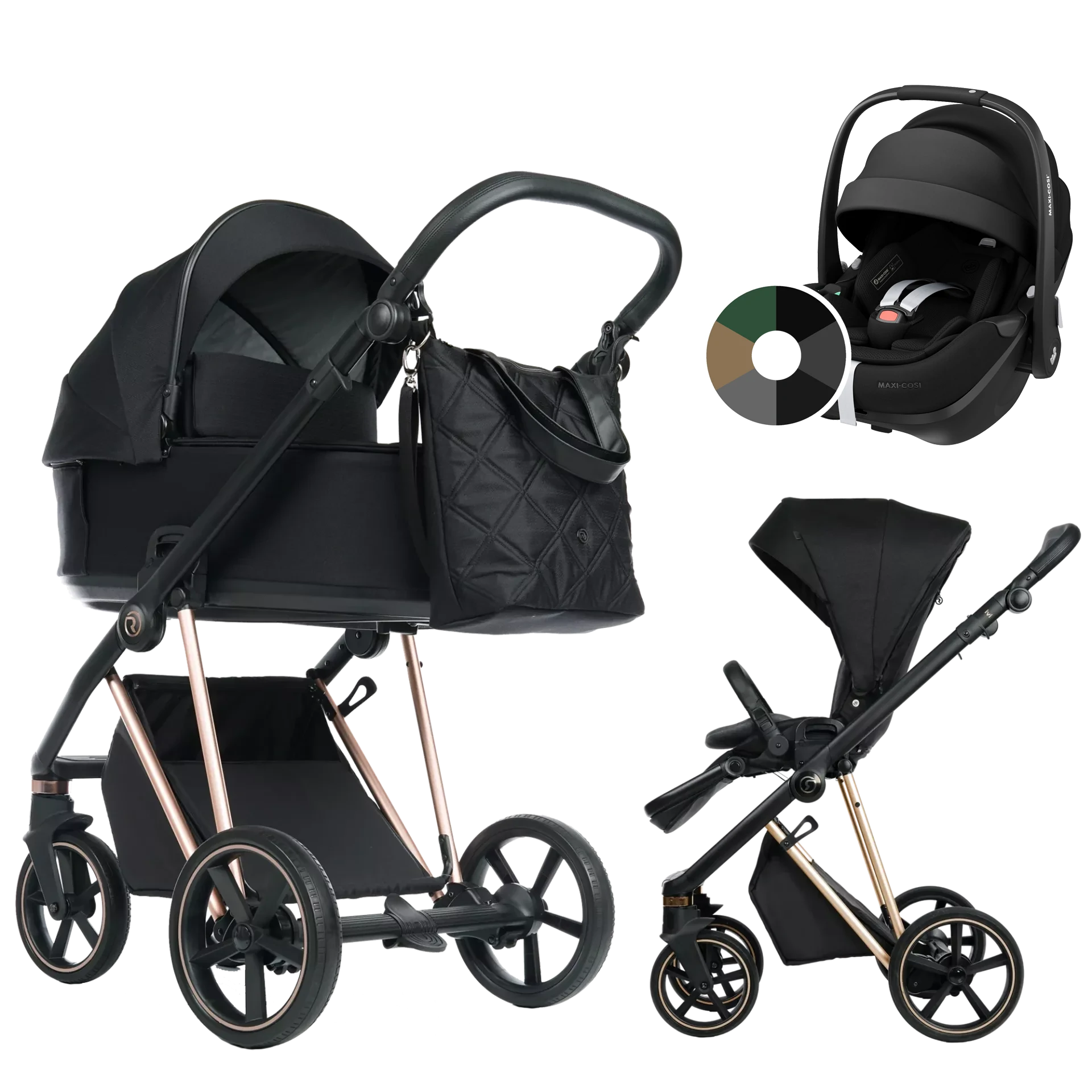 Roan Ivi 2.0 + Maxi-Cosi Pebble 360 Pro2 +GRATIS - 3w1 | Raven Rosegold