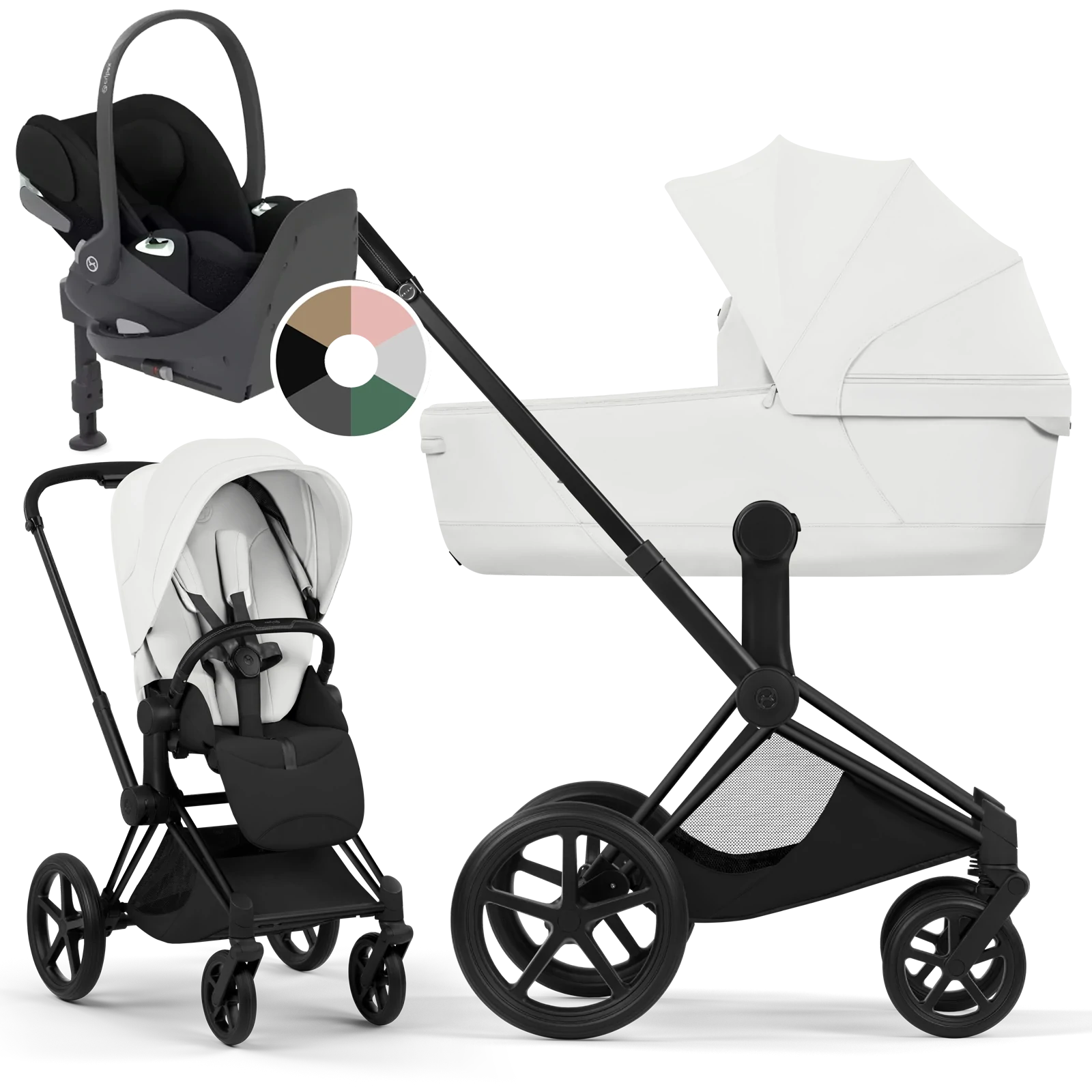 Cybex Priam 5.0 - wózek 4w1 | Off White - Matt Black (Style)