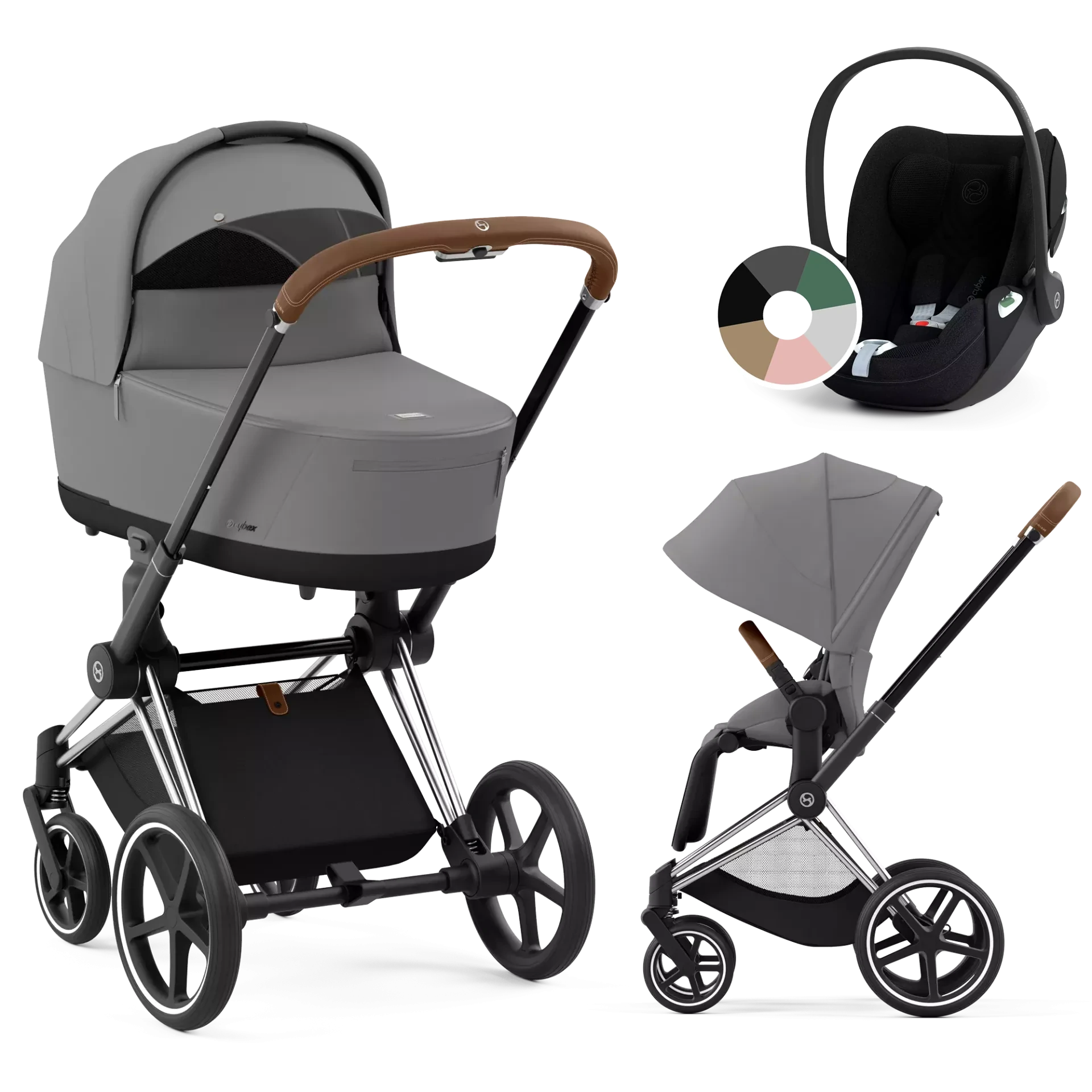 Cybex Priam 4.0 + Cybex Cloud T i-Size - 3w1 | Mirage Grey (Chrome Brown Frame)