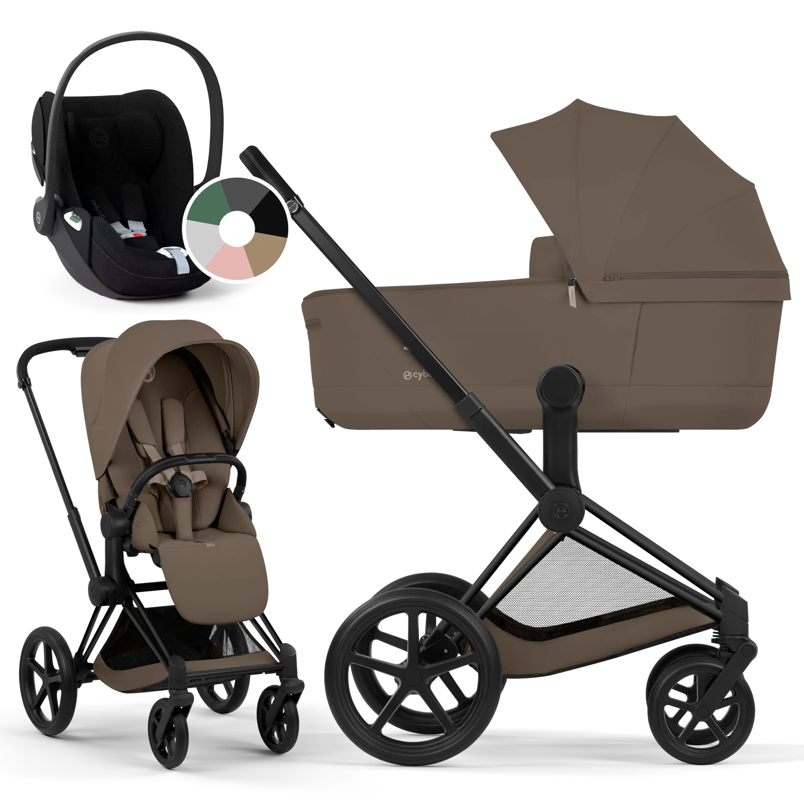 Cybex Priam 5.0 - wózek 3w1 | Coconut Brown - Matt Black (Comfort)
