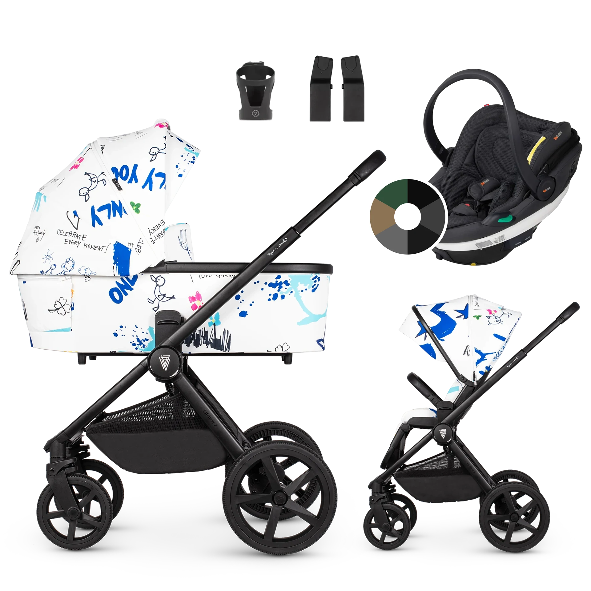 Venicci Upline 2 + BeSafe Go Beyond +AKCESORIA - 3w1 | White