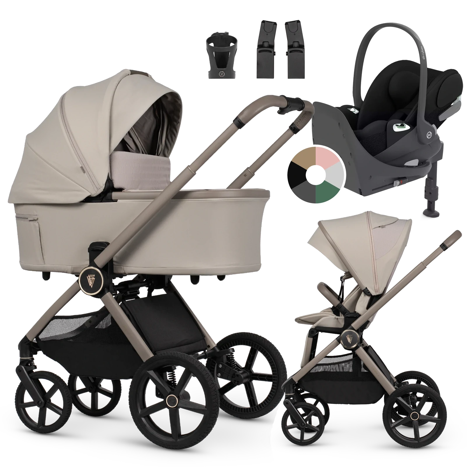 Venicci Upline 3 + Cybex Cloud T + baza T + AKCESORIA - 4w1 | Pebble