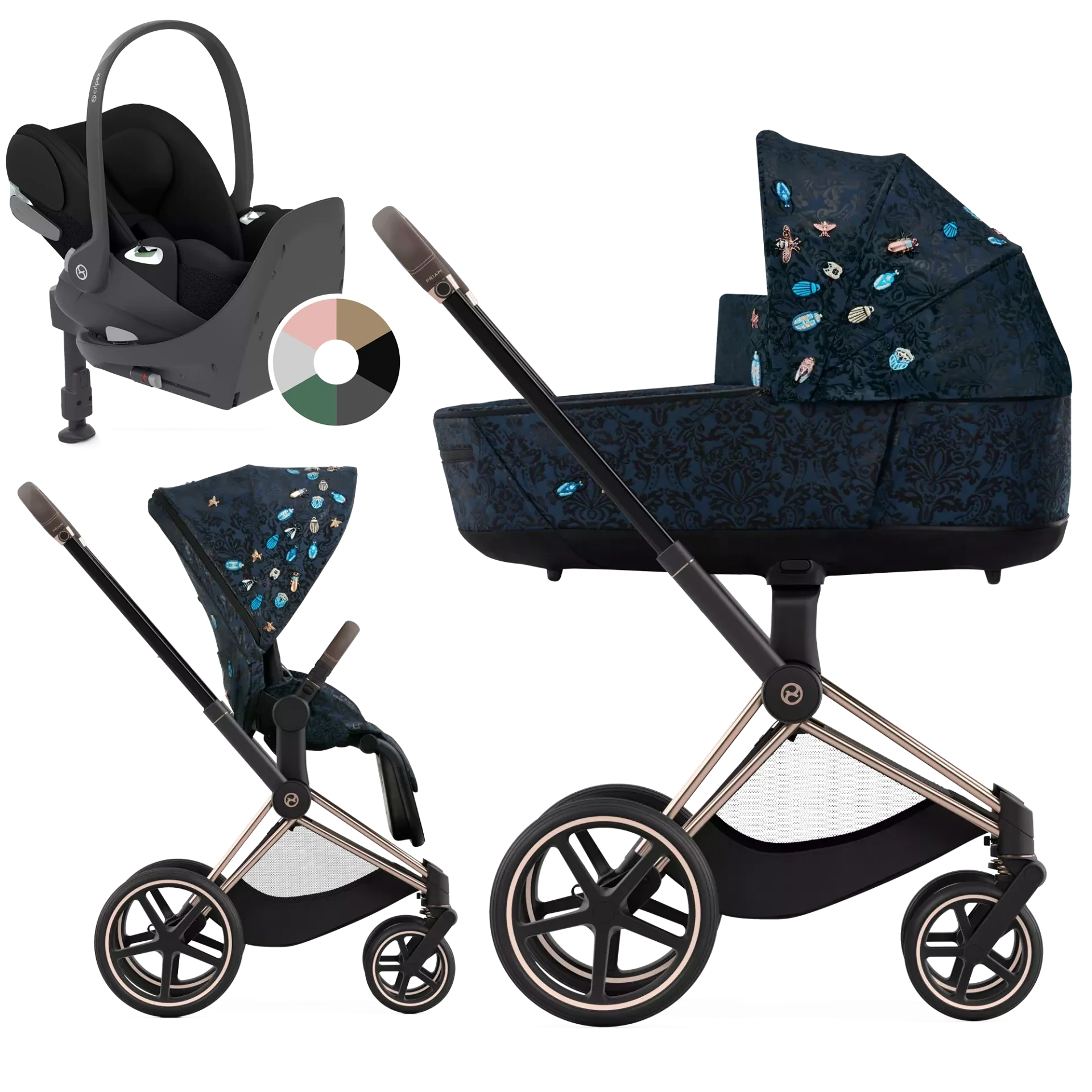 Cybex Priam 4.0 + Cybex Cloud T i-Size + baza T - 4w1 | Jewels Of Nature - Fashion Collection