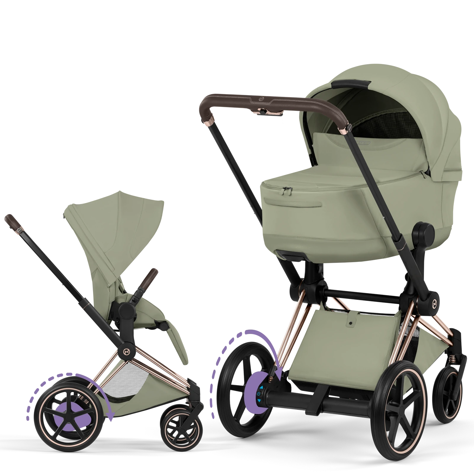 Cybex e-Priam 5.0 - wózek 2w1 | Sage Green - Rosegold (Style)