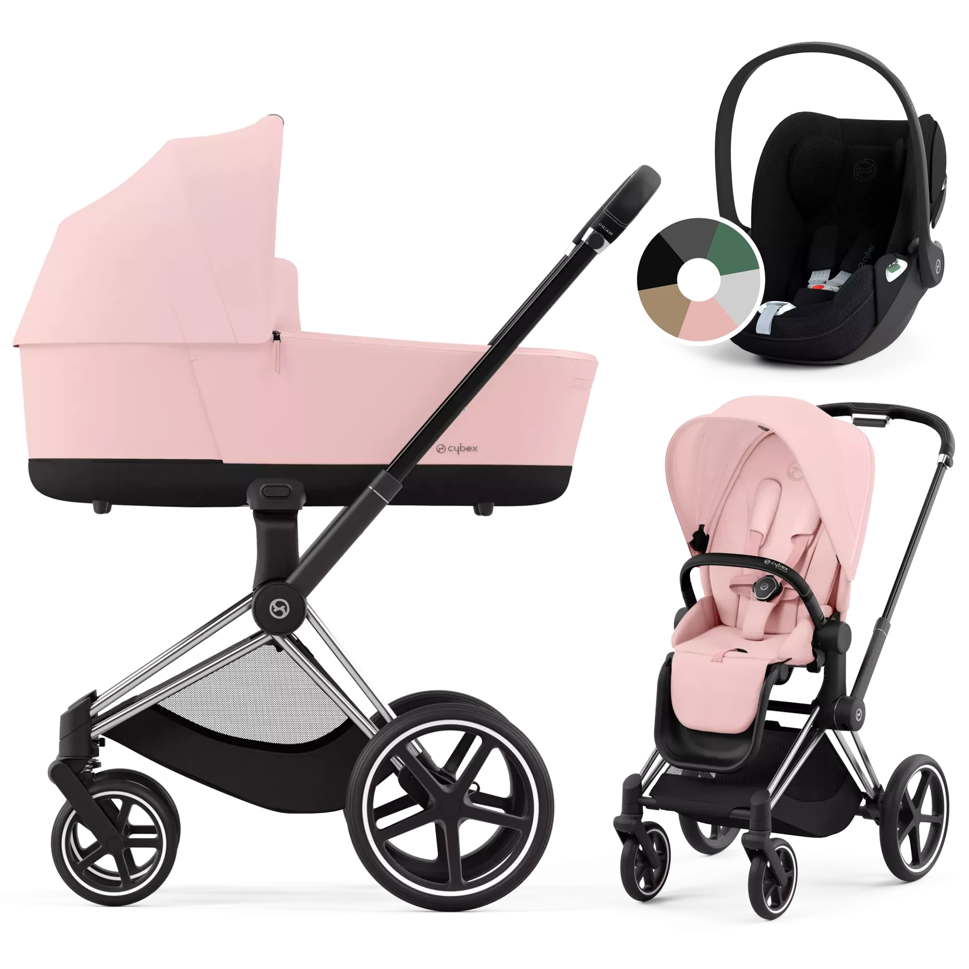 Cybex Priam 4.0 + Cybex Cloud T i-Size - 3w1 | Peach Pink (Chrome Black Frame)