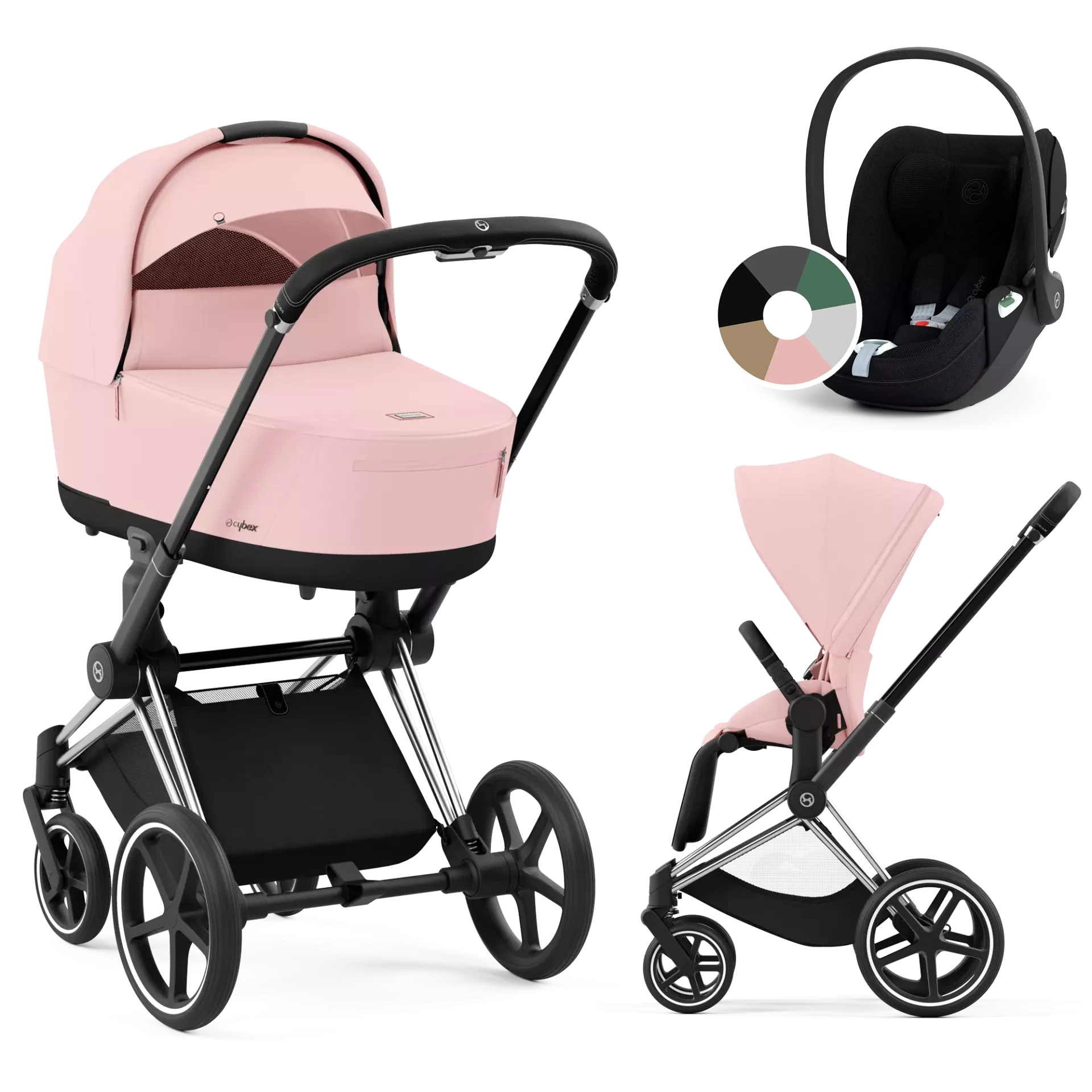 Cybex Priam 4.0 + Cybex Cloud T i-Size - 3w1 | Peach Pink (Chrome Black Frame)