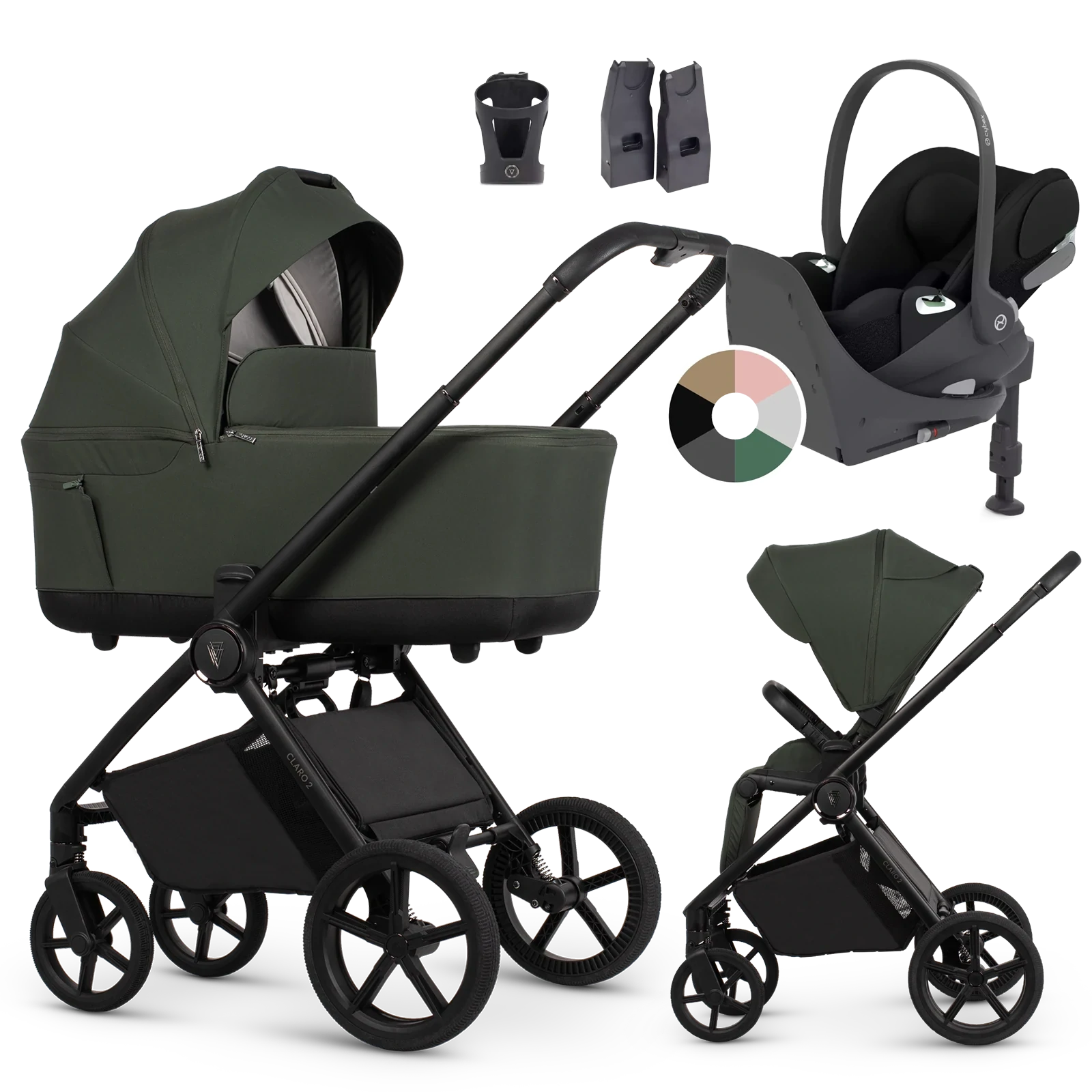 Venicci Claro 2 + Cybex Cloud T + baza T + AKCESORIA - 4w1 | Forest