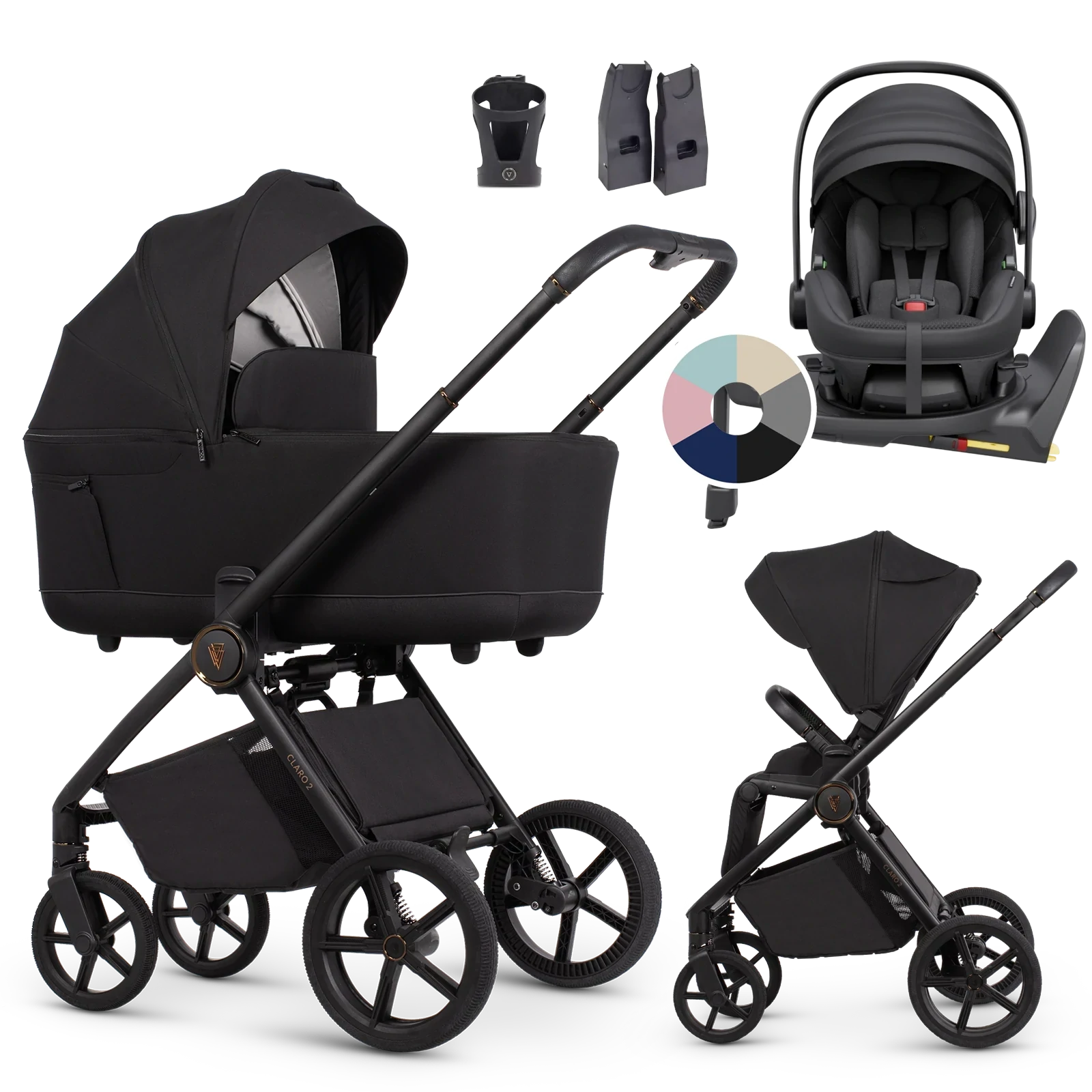 Venicci Claro 2 + Avionaut Pixel 3 + baza IQ Orbit + AKCESORIA - 4w1 | Noir