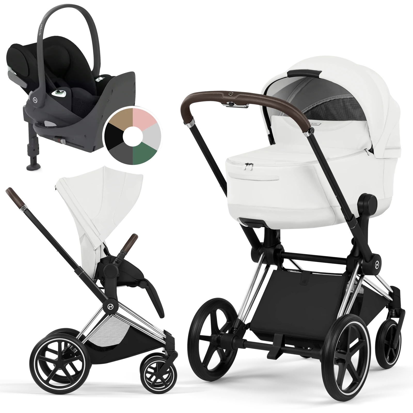 Cybex Priam 5.0 - wózek 4w1 | Off White - Chrome (Style)